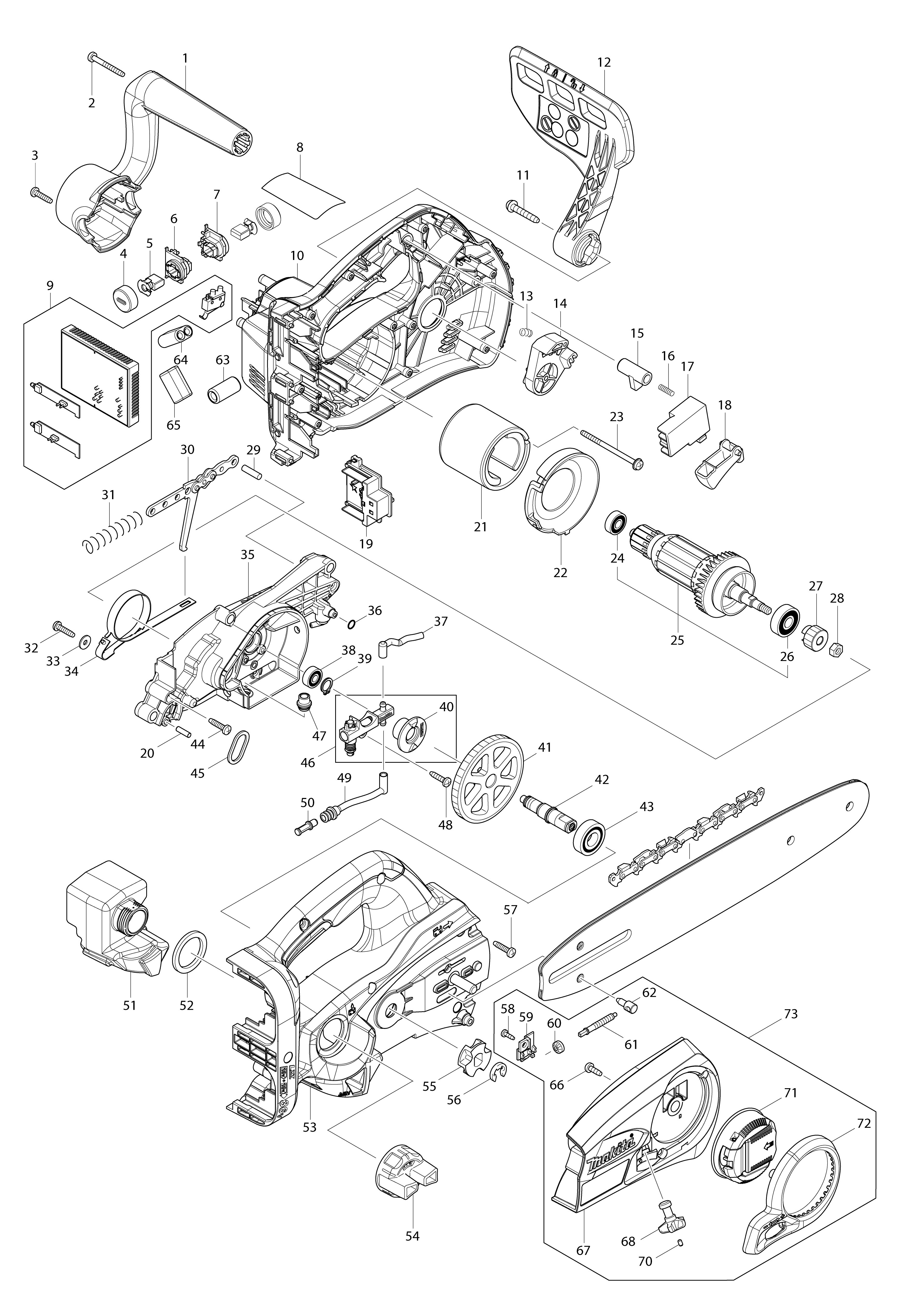 Vue éclatée Makita DUC302#01