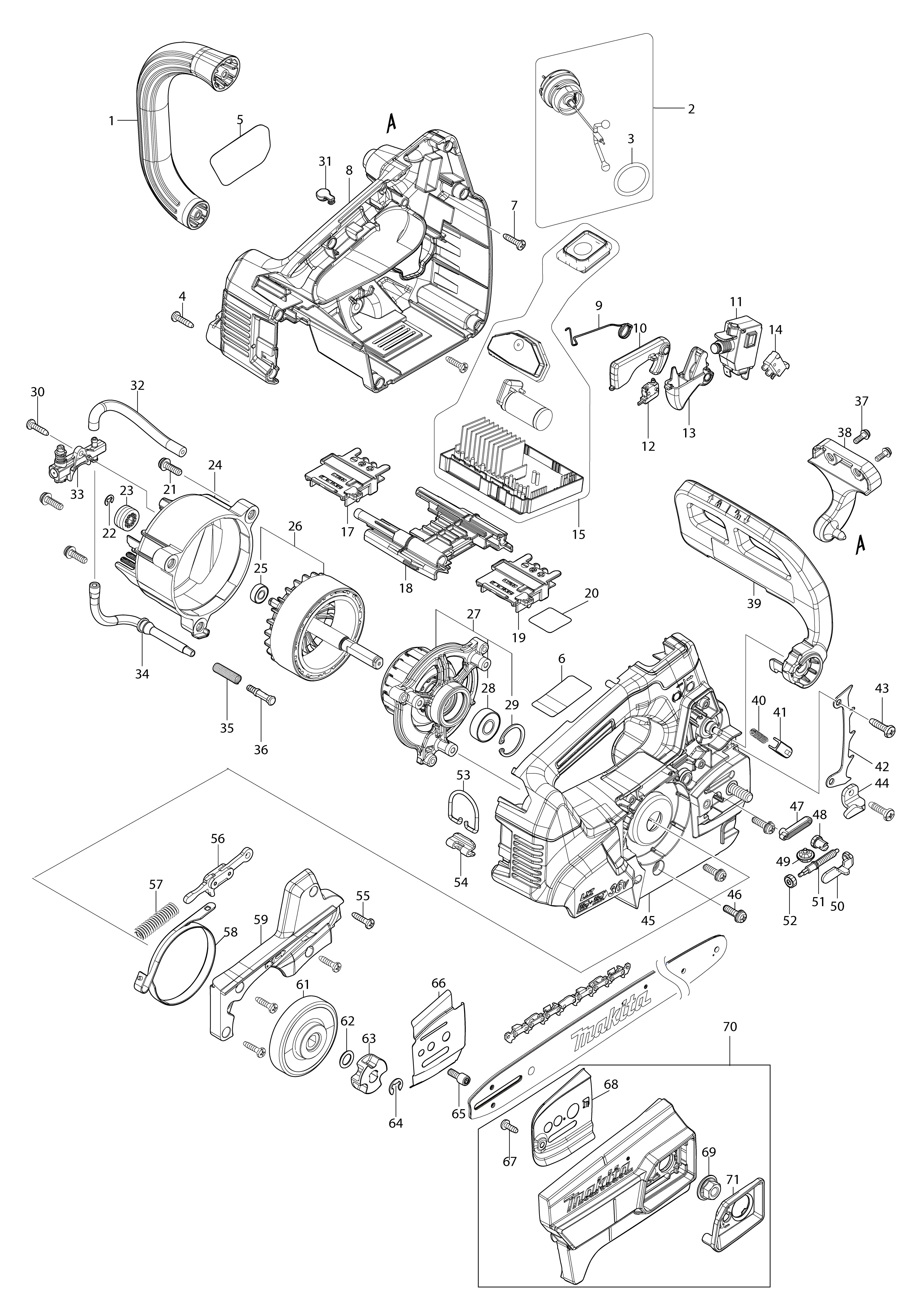 Vue éclatée Makita DUC356#01