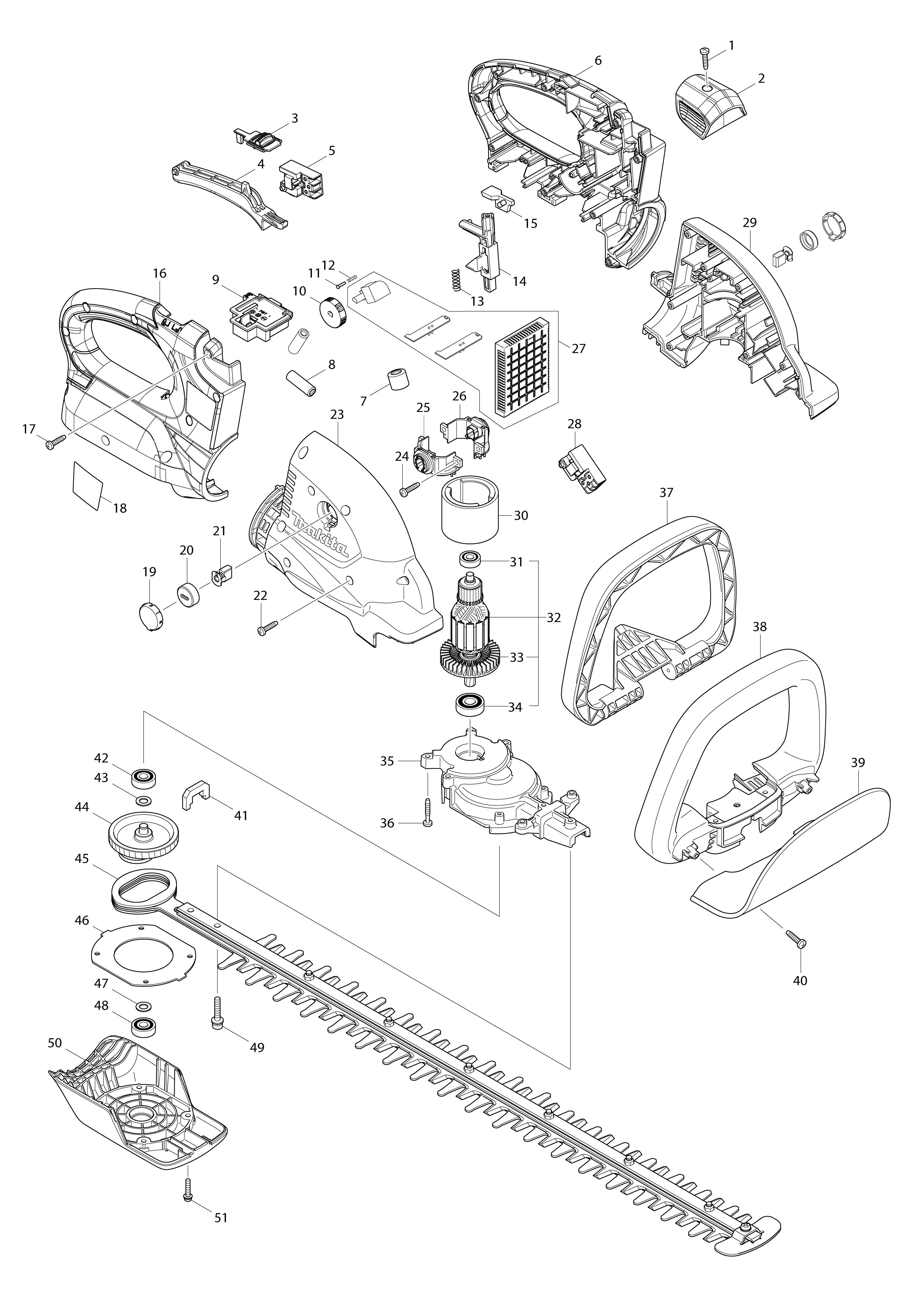 Vue éclatée Makita DUH651#01