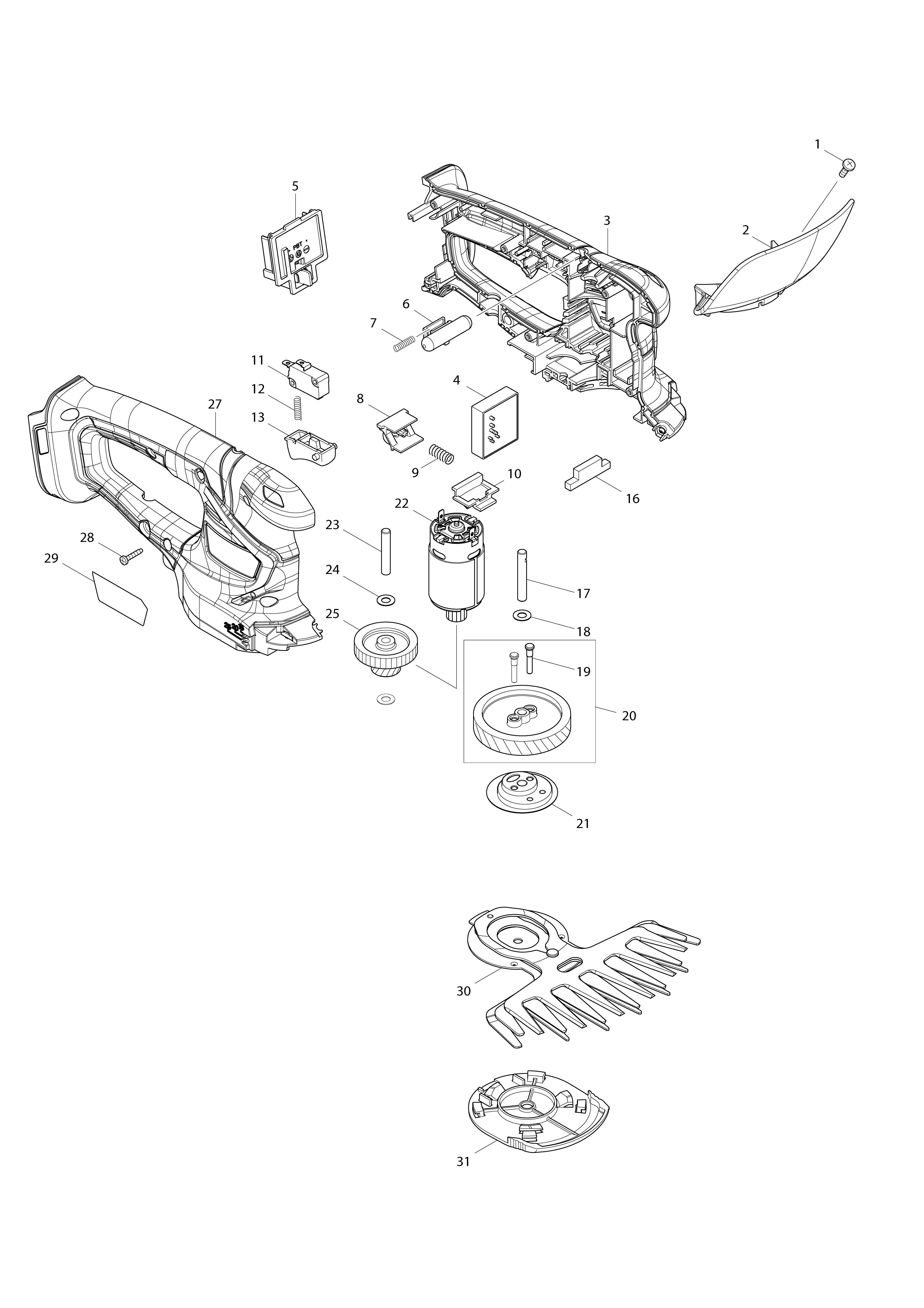 Vue éclatée Makita DUM604#01