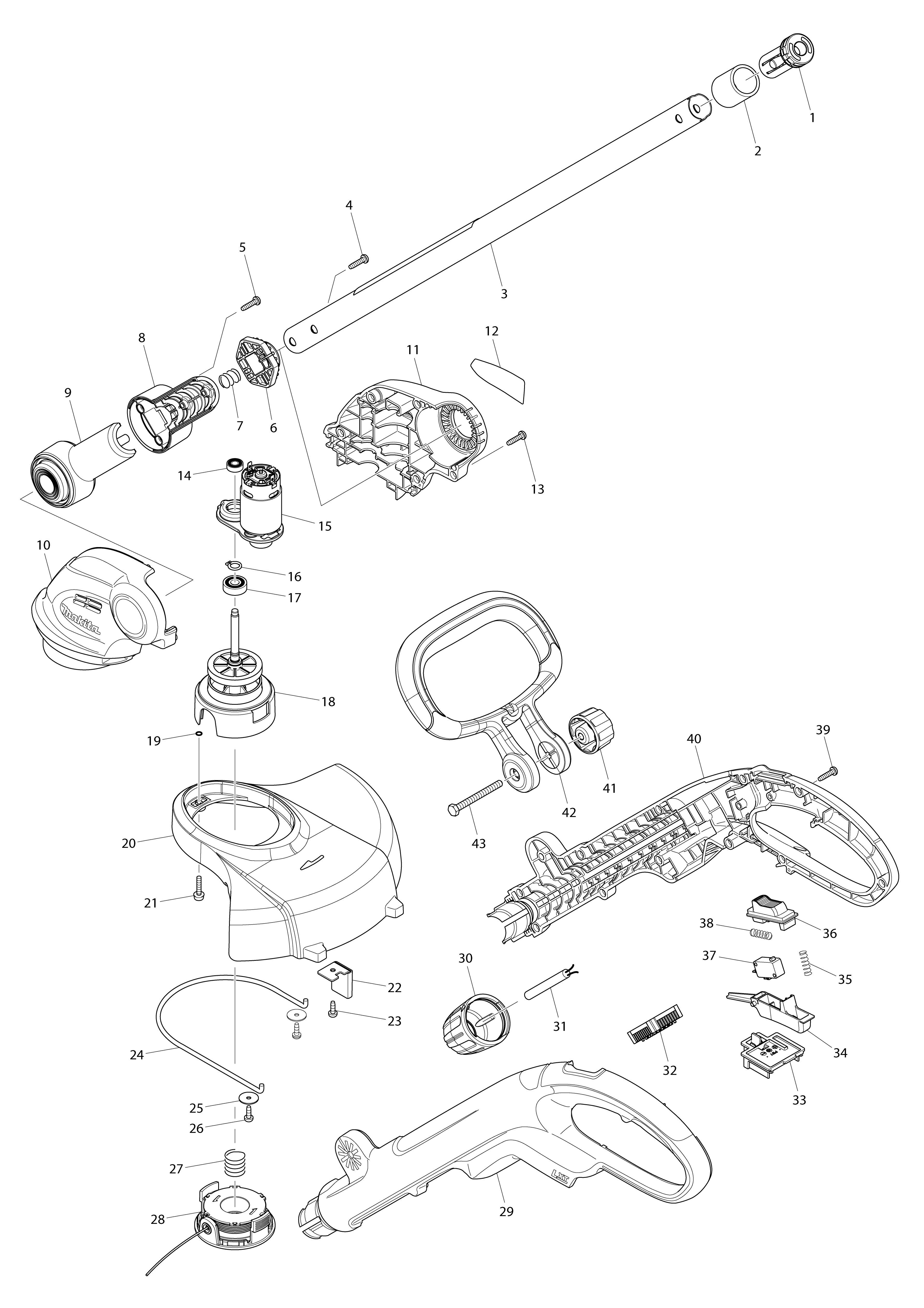 Vue éclatée Makita DUR181#01