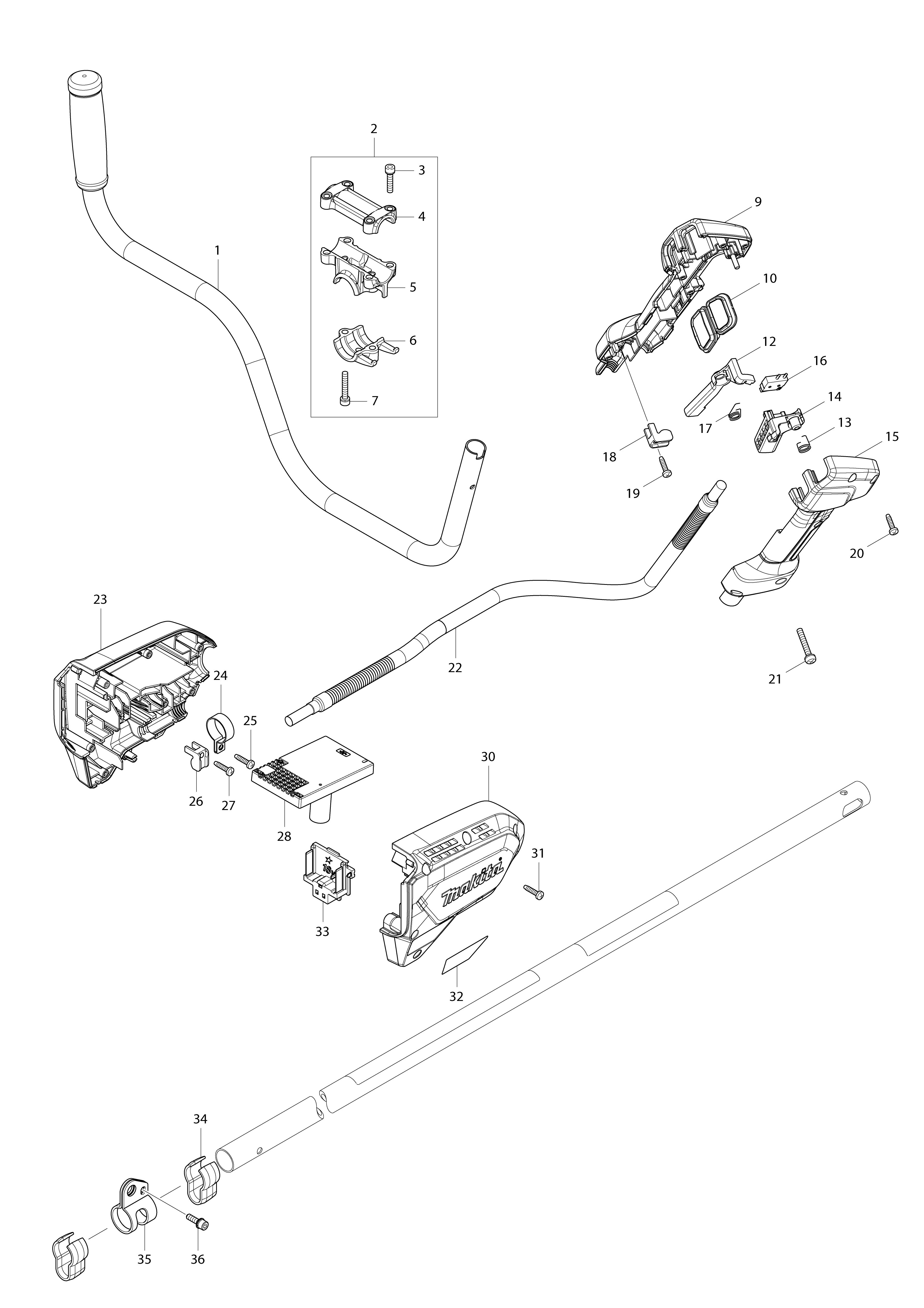 Vue éclatée Makita DUR187U#01