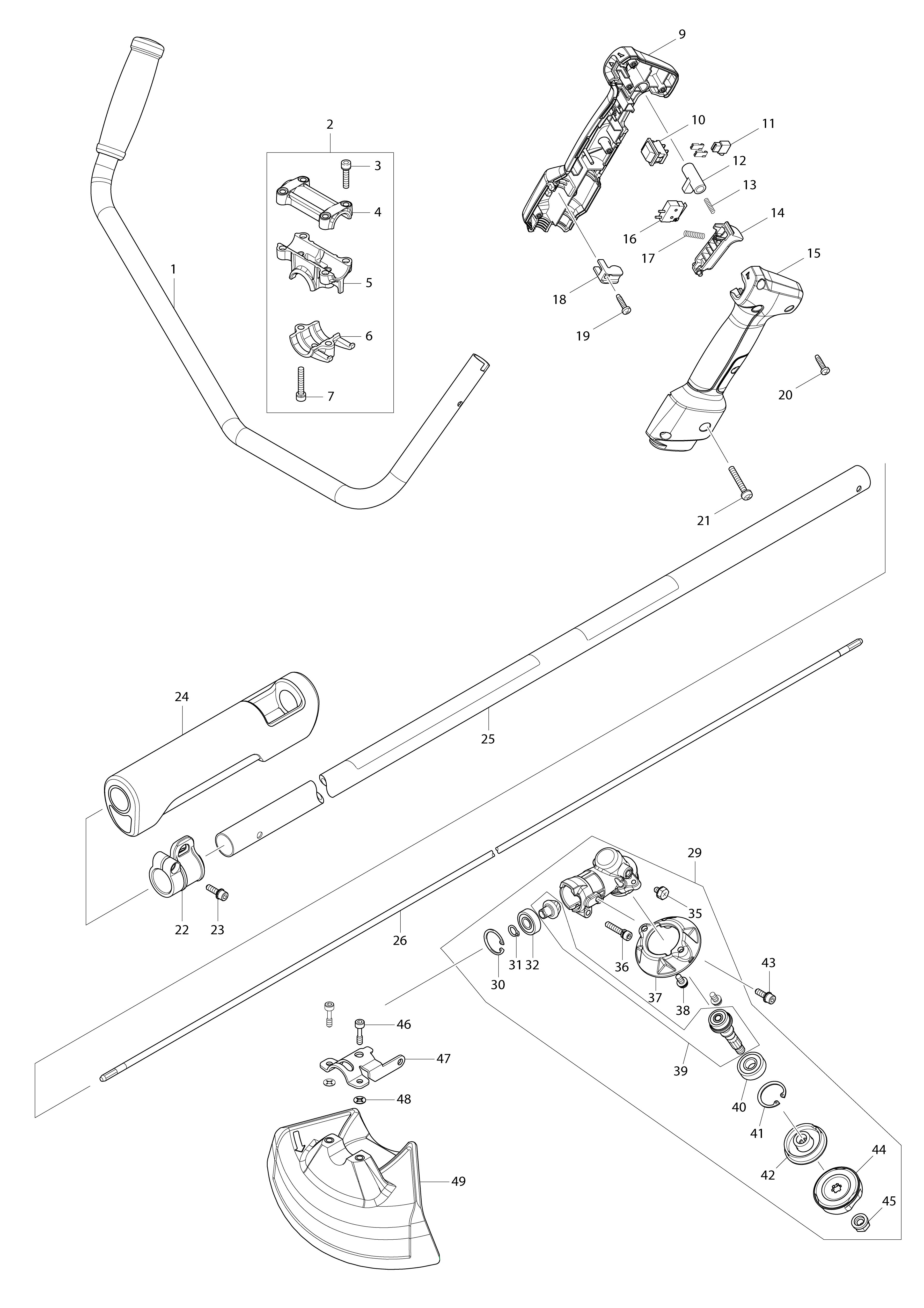 Vue éclatée Makita DUR361U#01