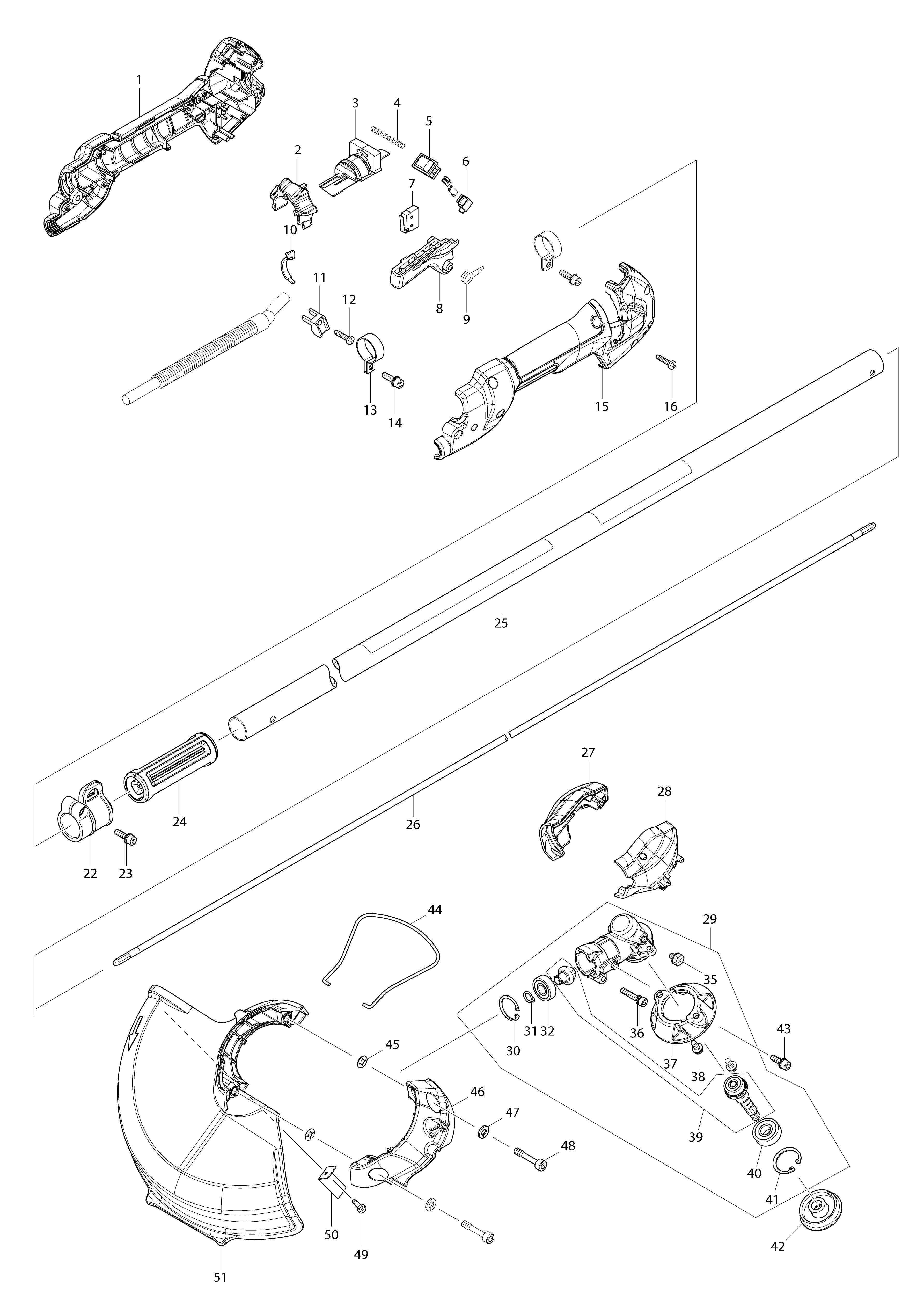 Vue éclatée Makita DUR362L#01