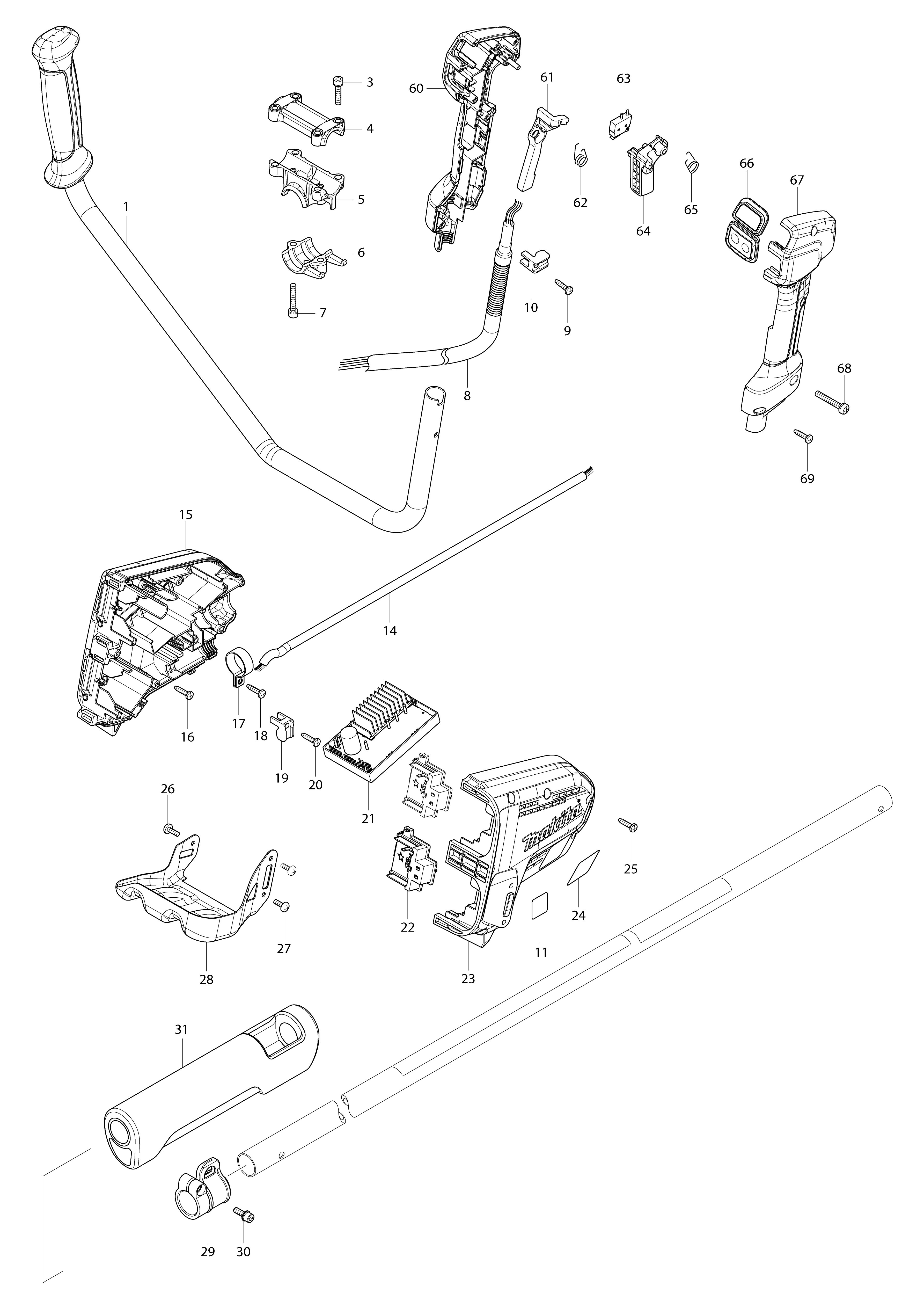 Vue éclatée Makita DUR365U#01