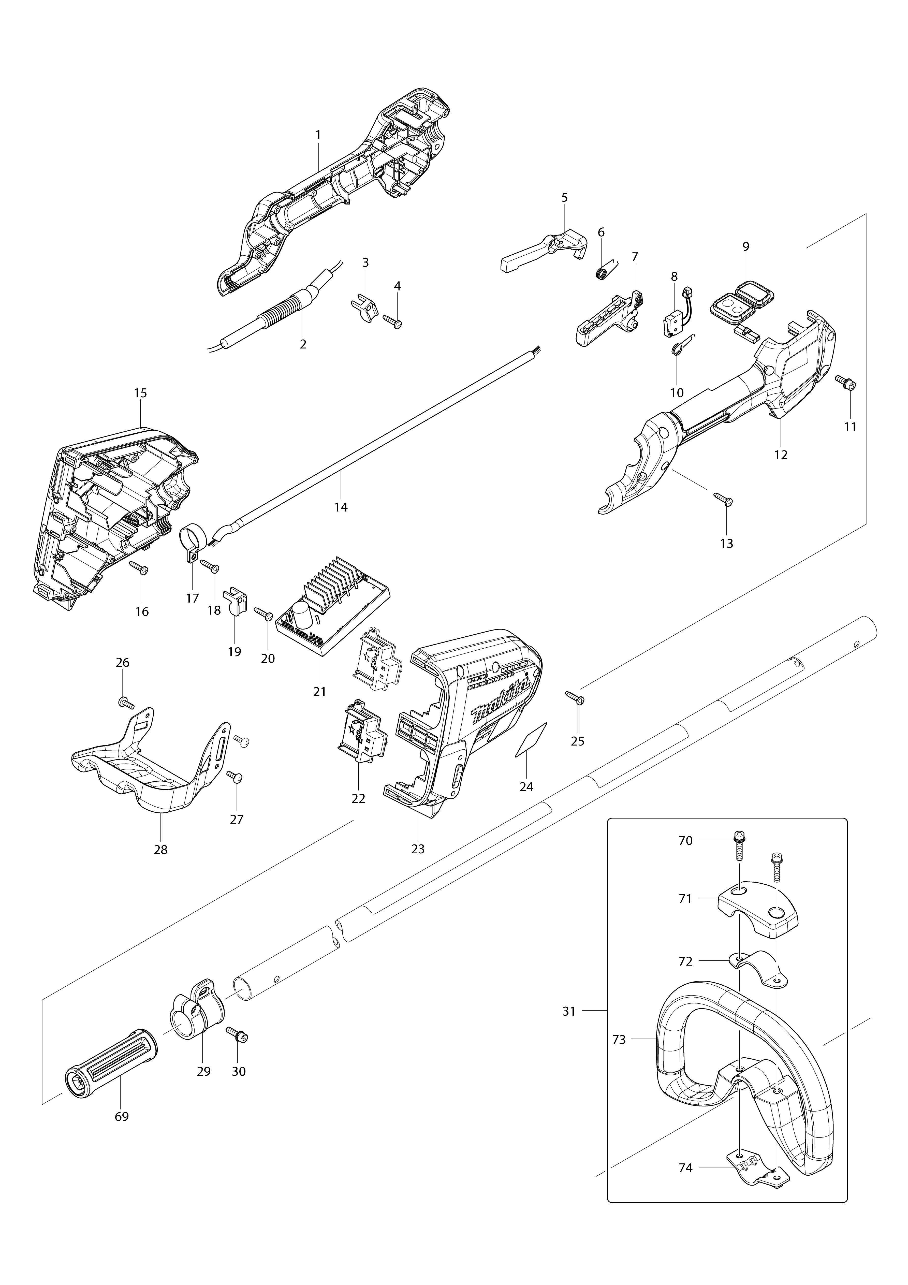 Vue éclatée Makita DUR366L#01