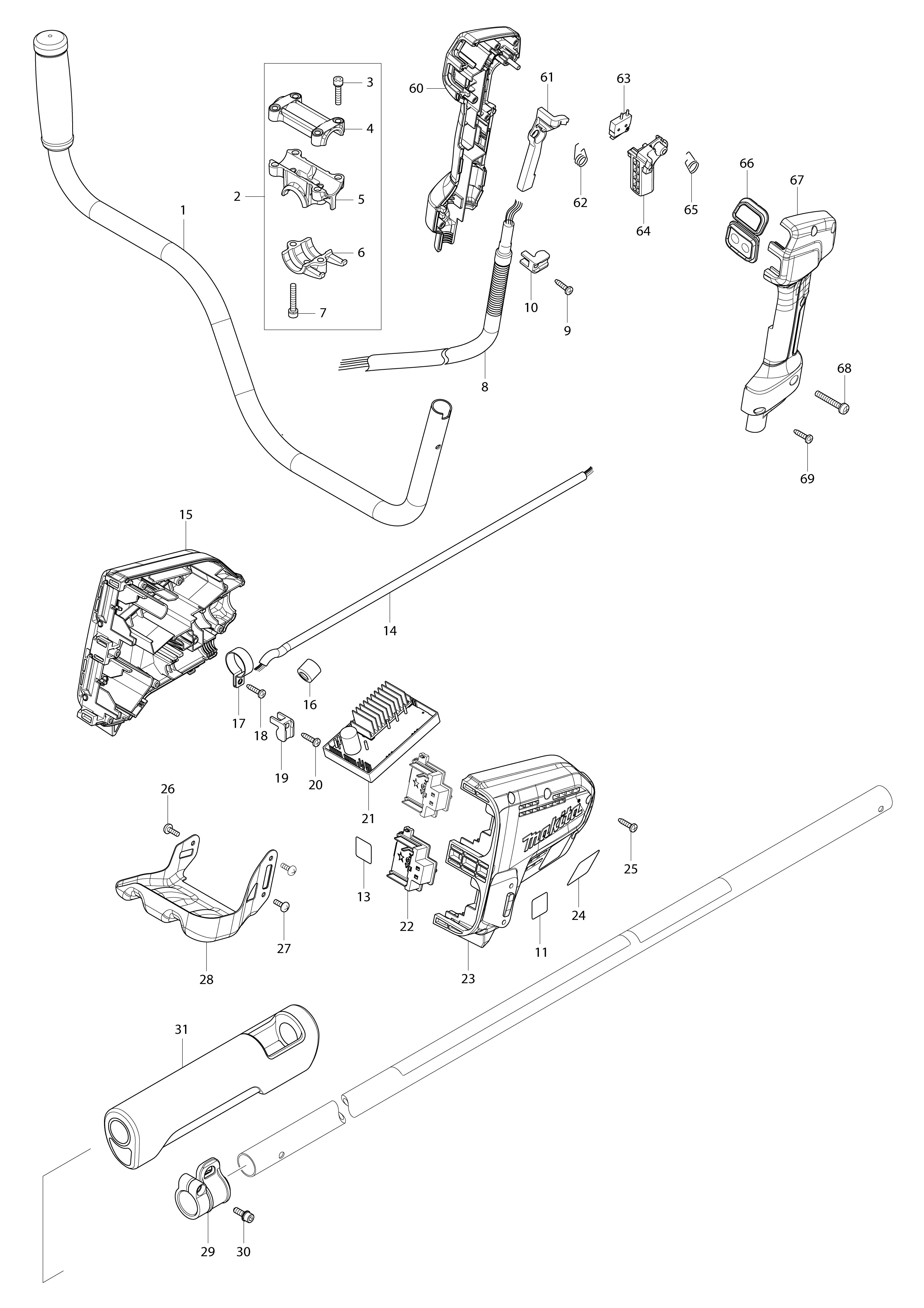 Vue éclatée Makita DUR368A#01
