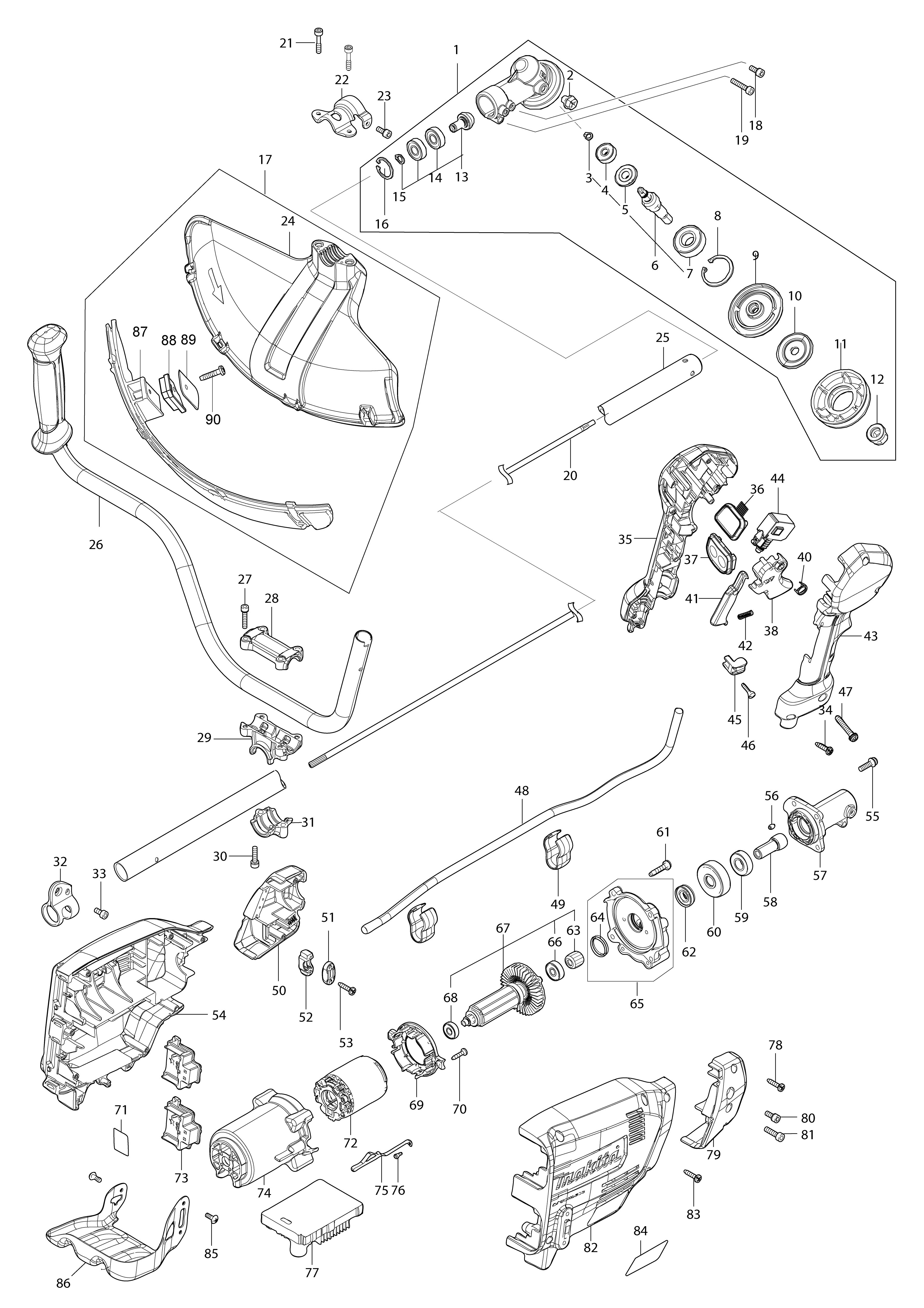 Vue éclatée Makita DUR369A#01