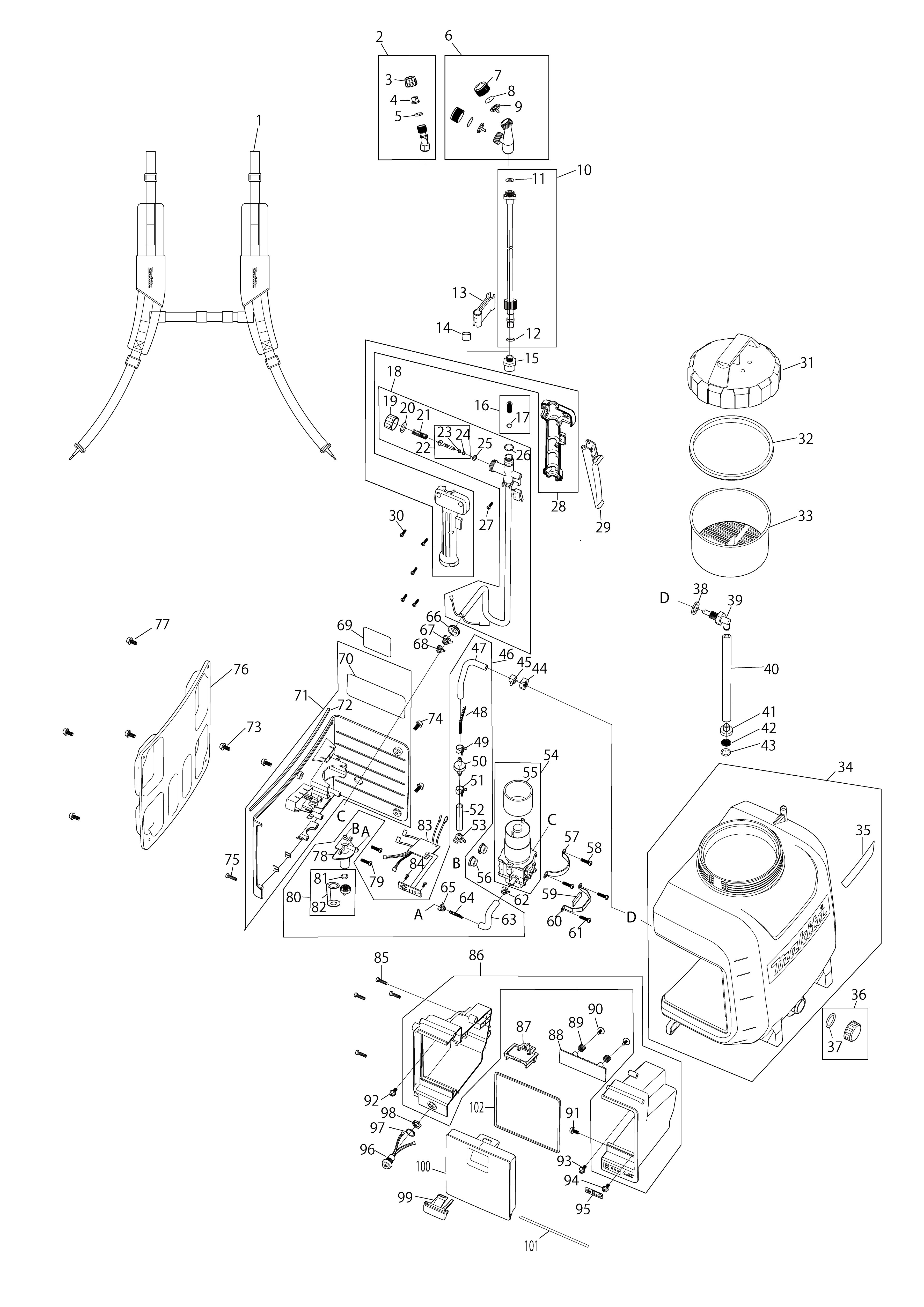 Vue éclatée Makita DUS108#01
