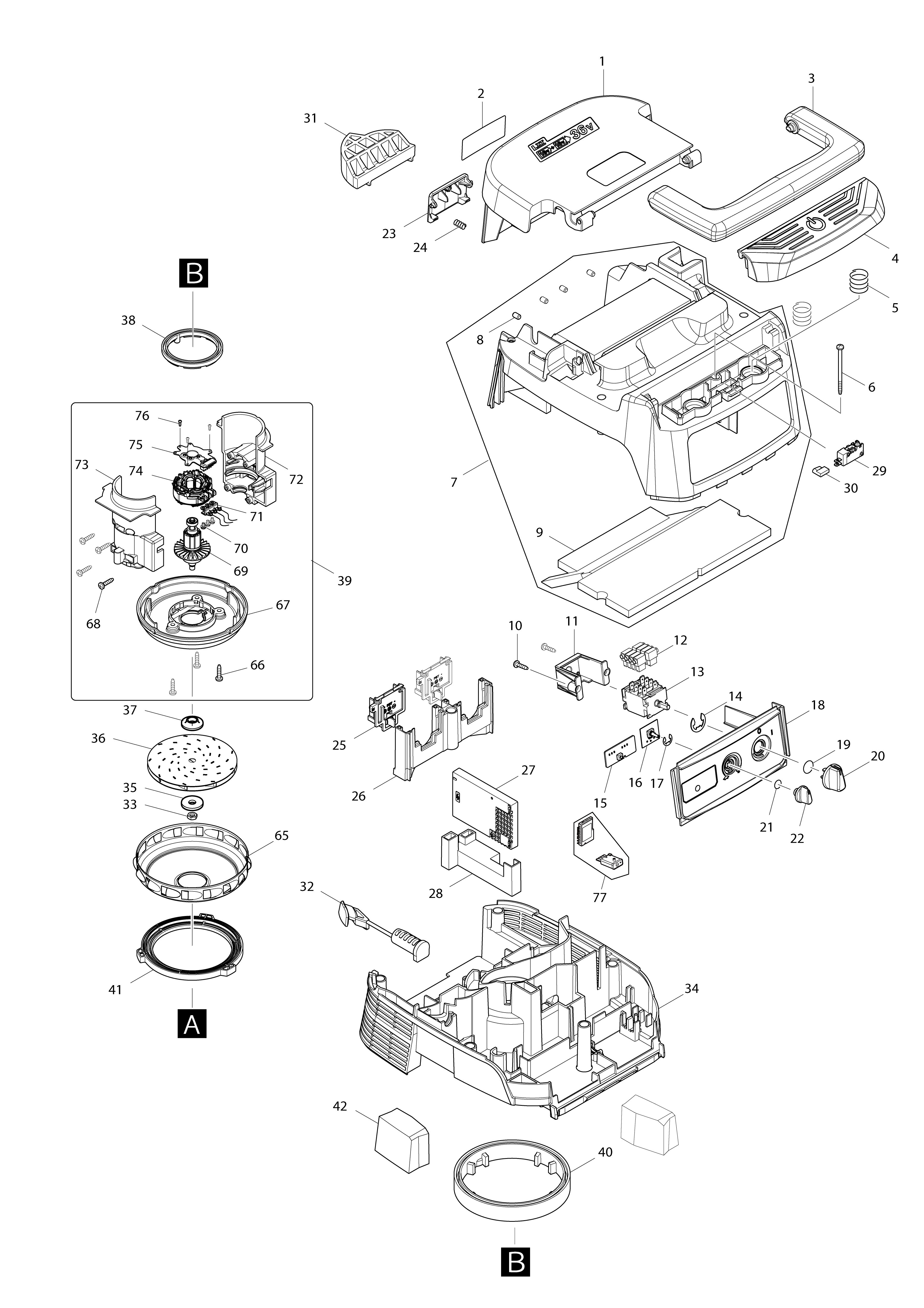 Vue éclatée Makita DVC154L#01