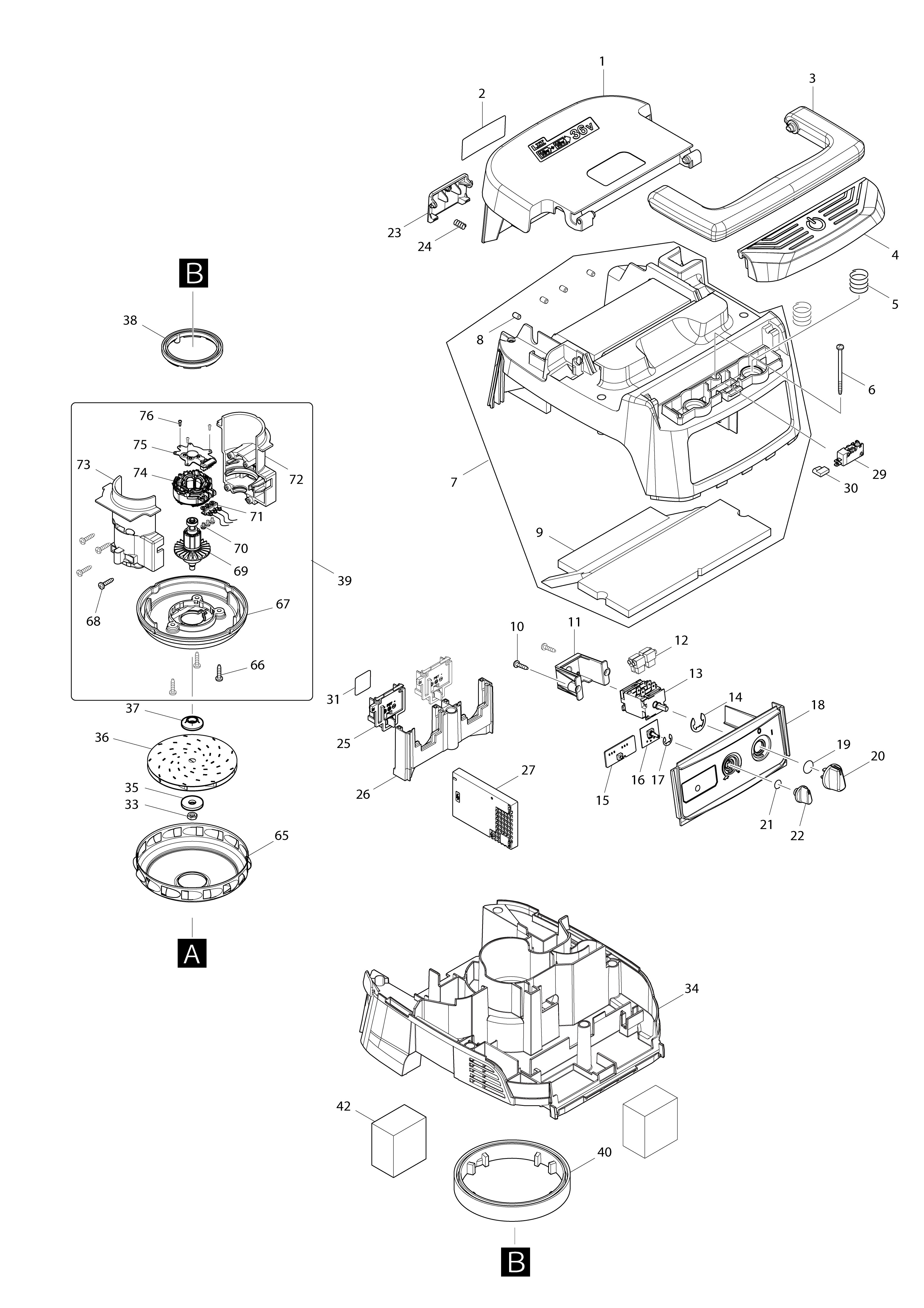 Vue éclatée Makita DVC156L#01