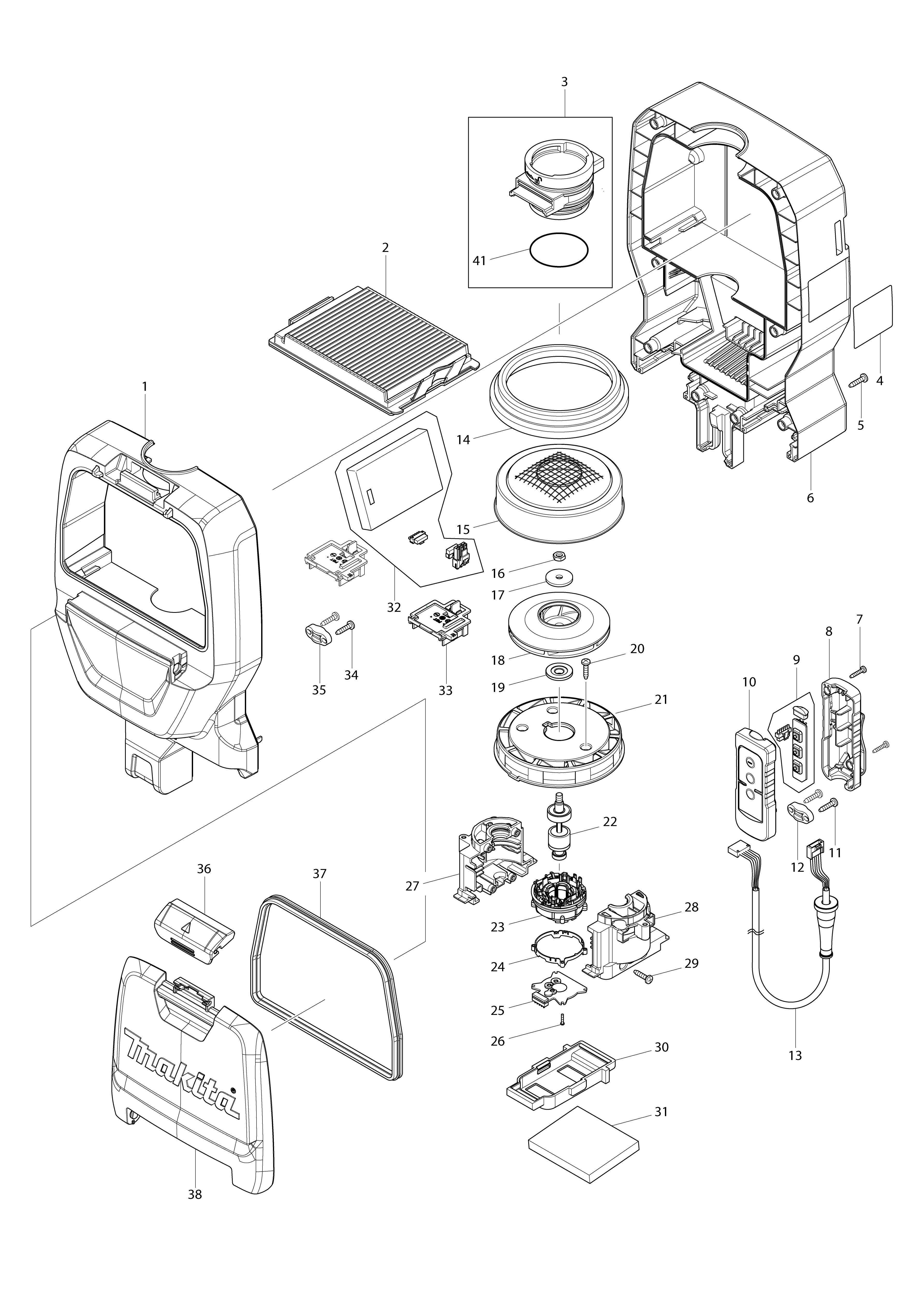 Vue éclatée Makita DVC260#01