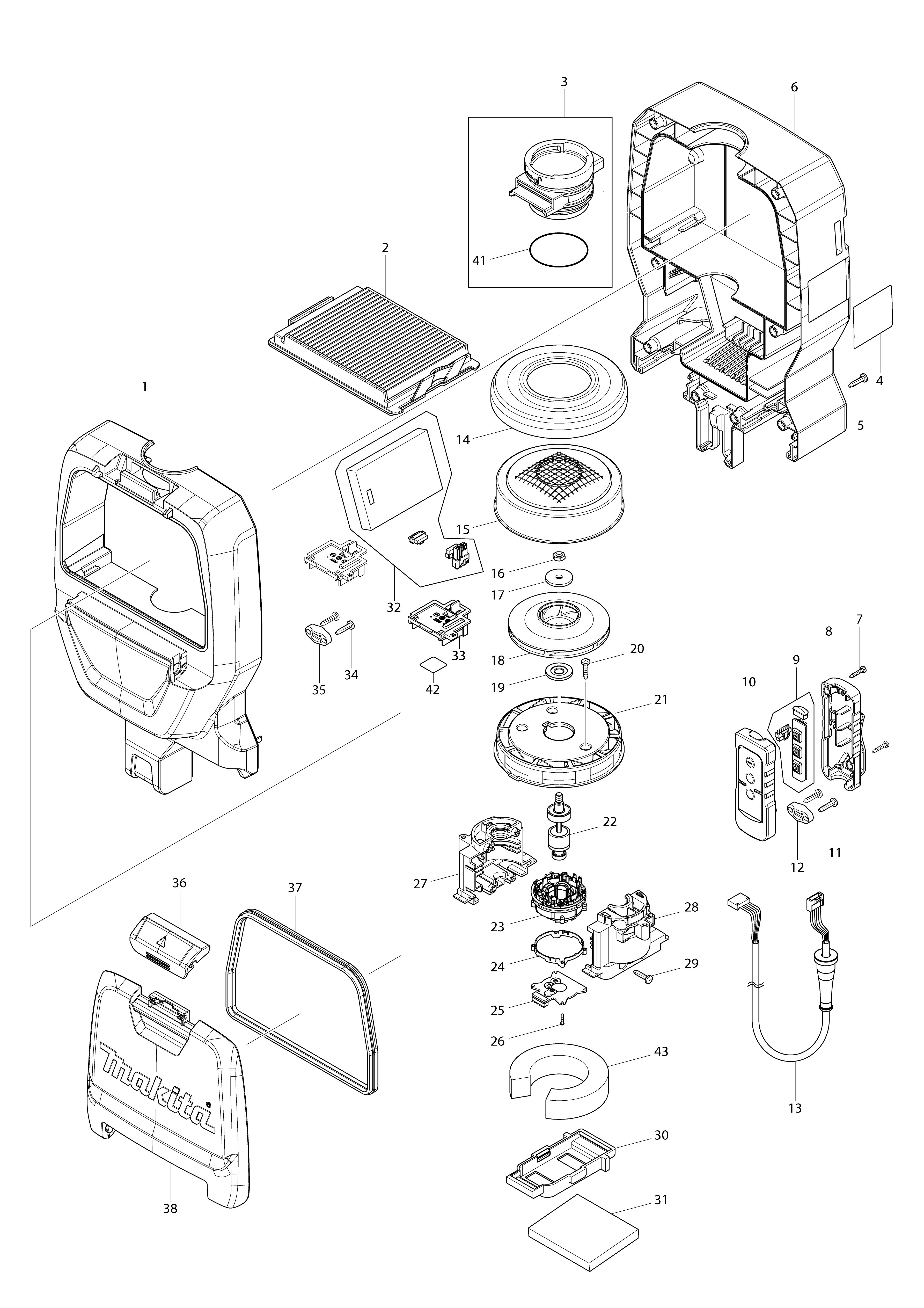 Vue éclatée Makita DVC261#01