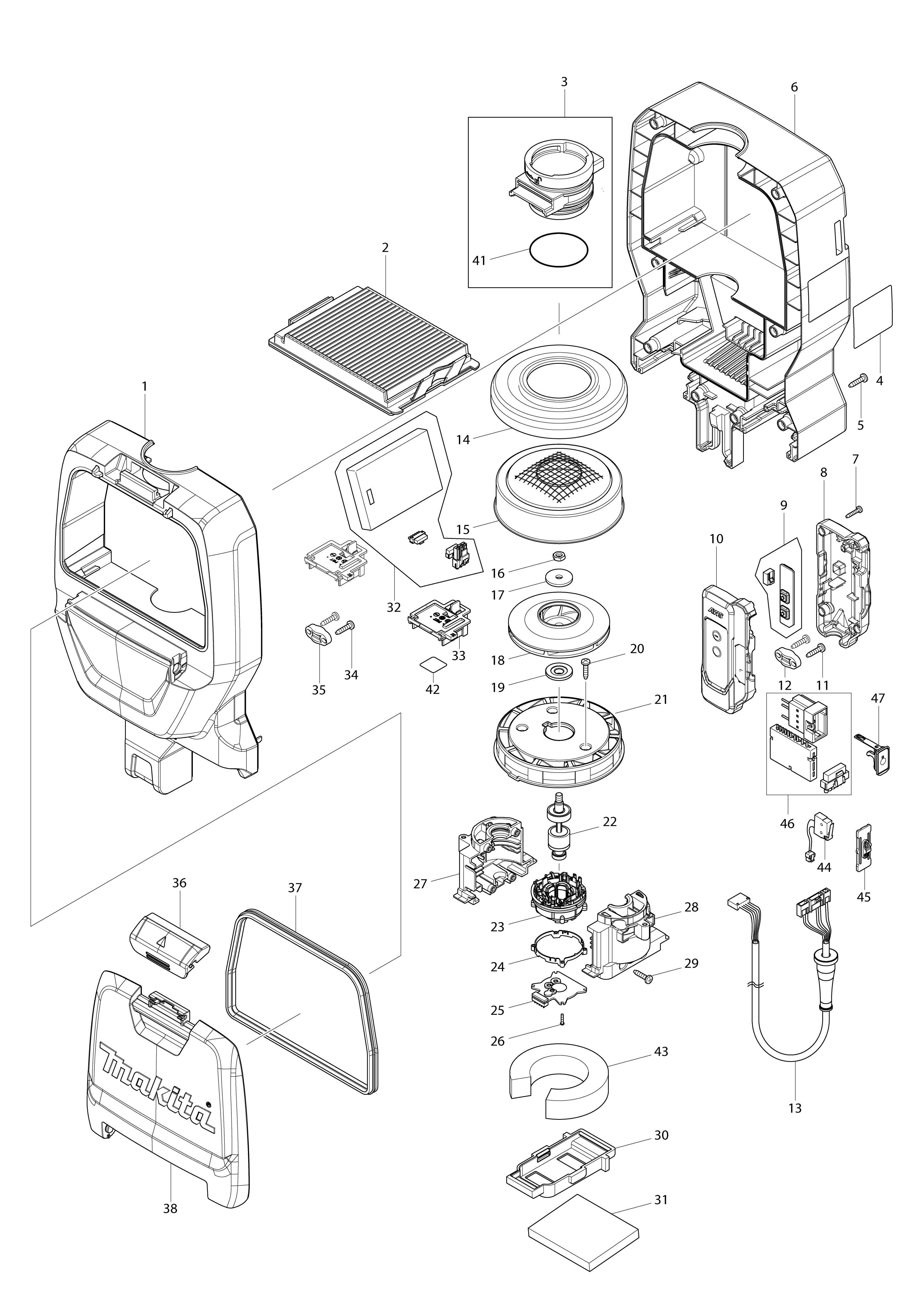 Vue éclatée Makita DVC265#01