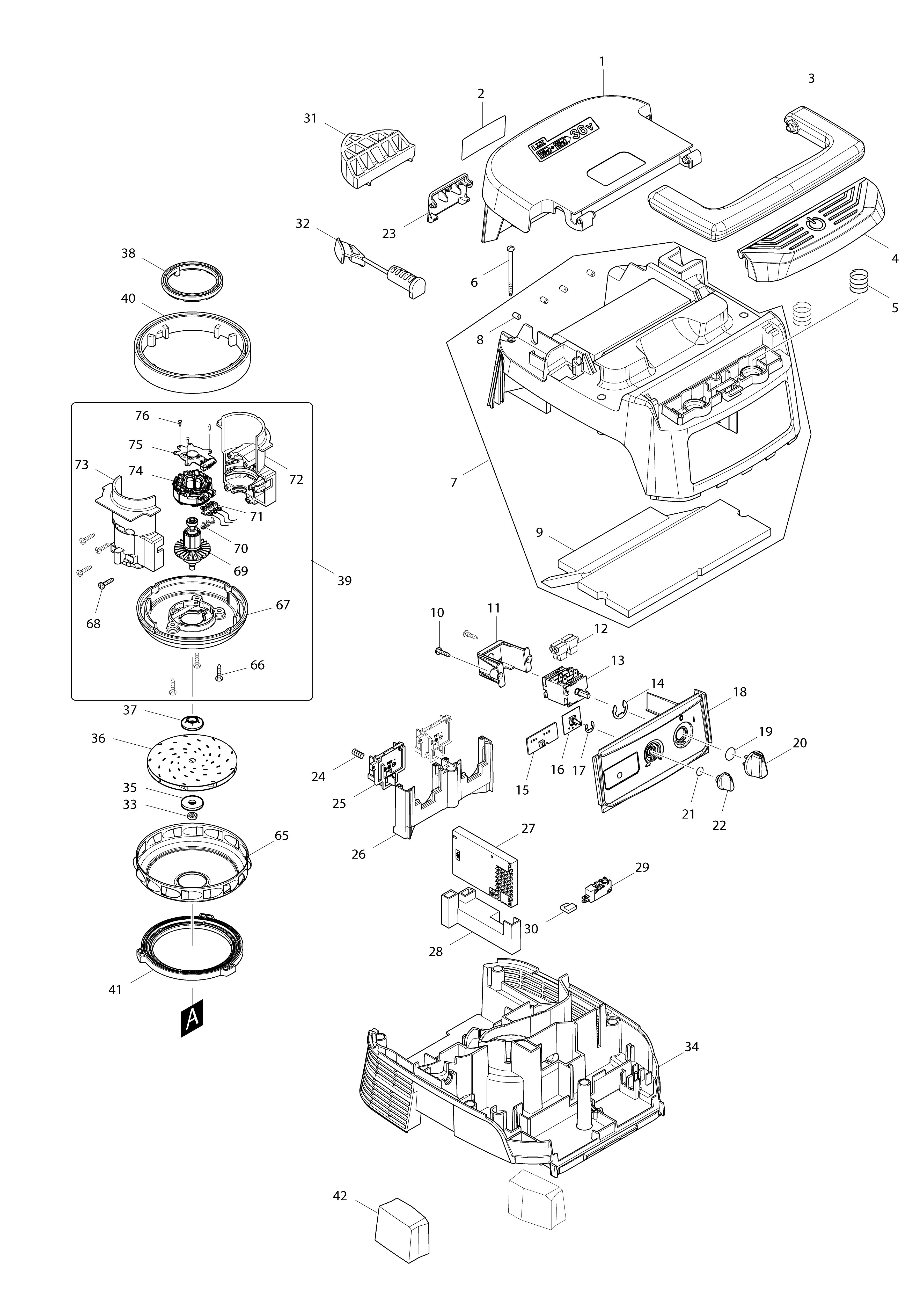 Vue éclatée Makita DVC863L#01