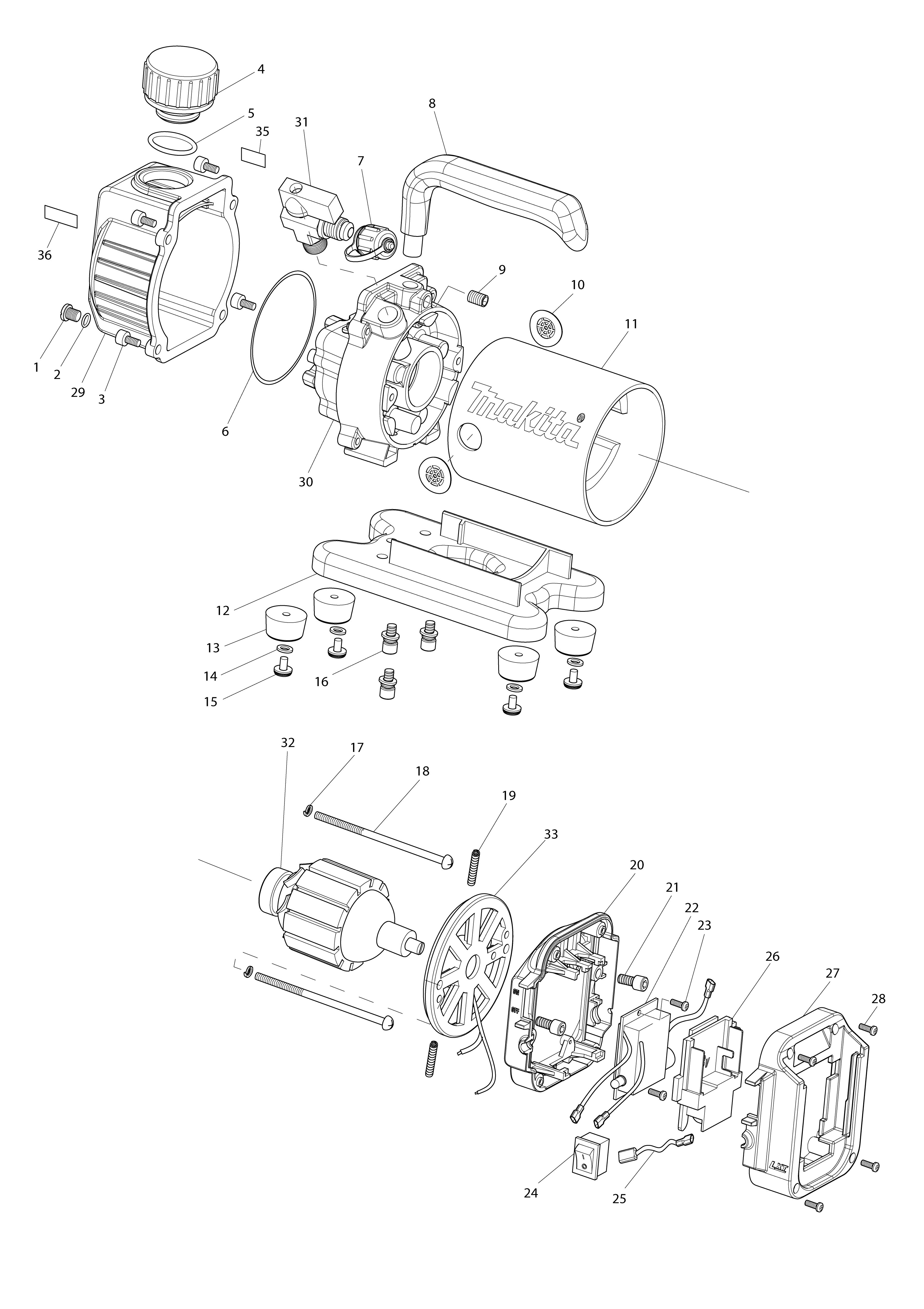 Vue éclatée Makita DVP180#01