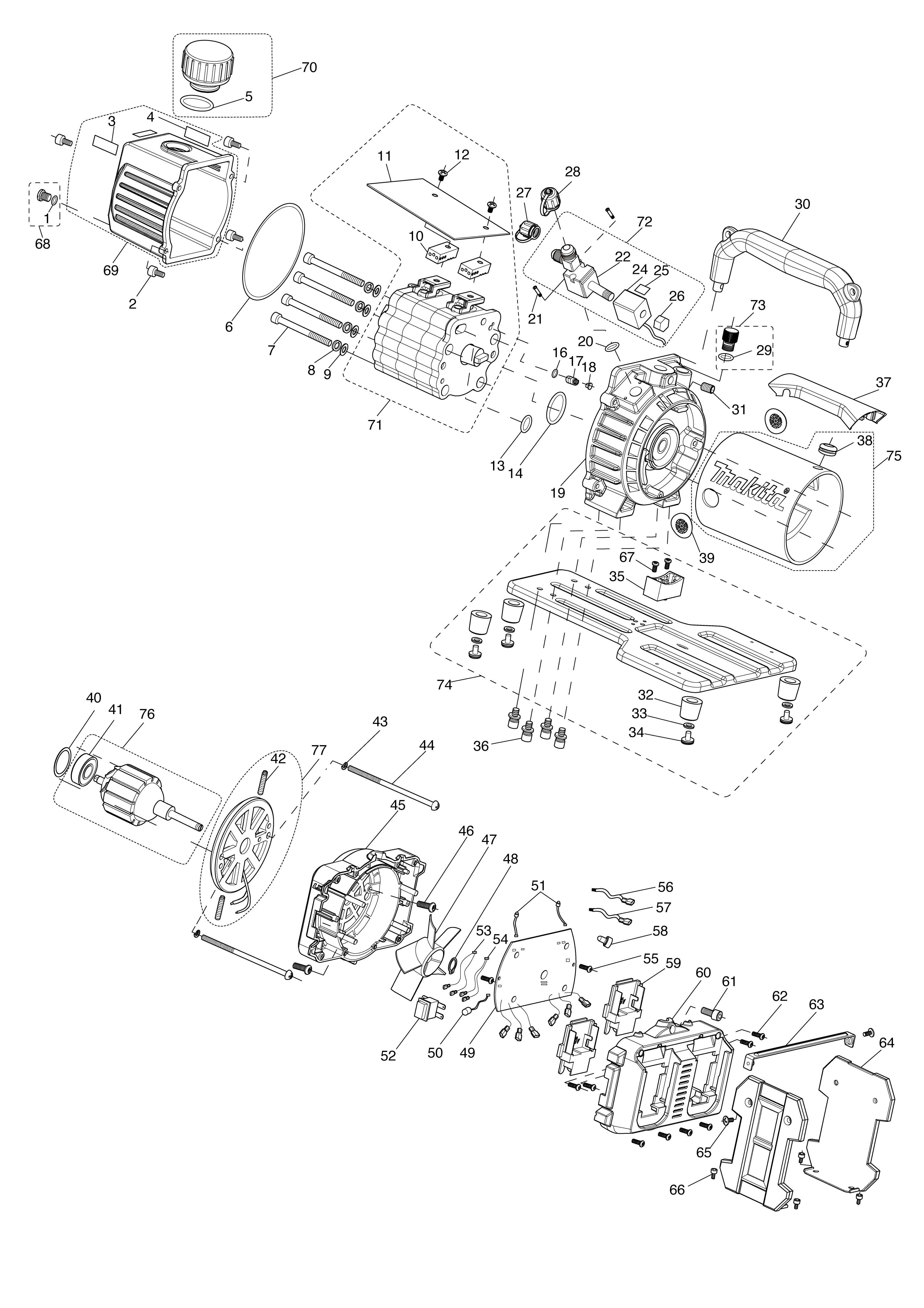 Vue éclatée Makita DVP181#01