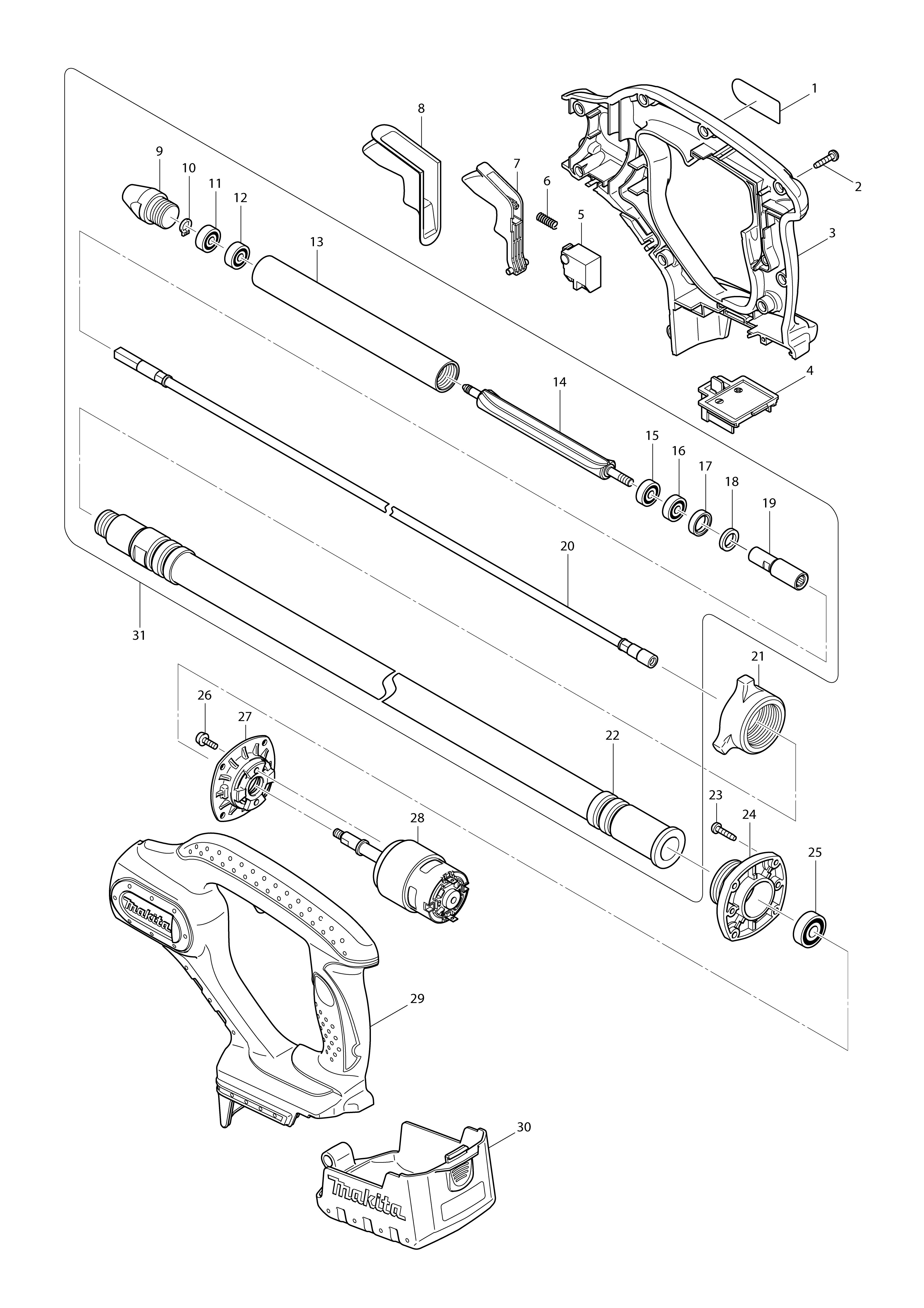 Vue éclatée Makita DVR450#01