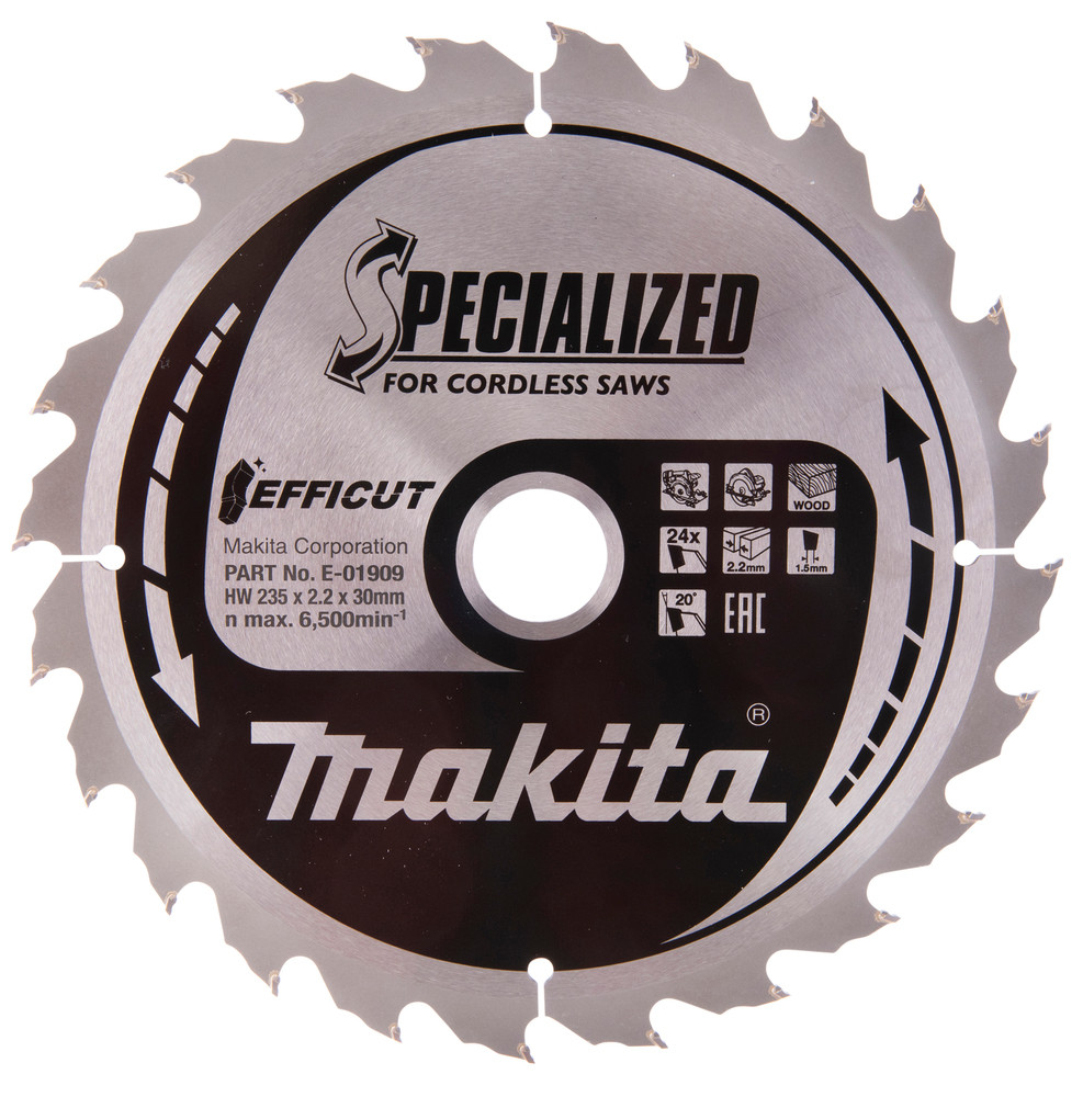 Lames carbures EFFICUT pour bois, pour scies circulaires à batterie Makita