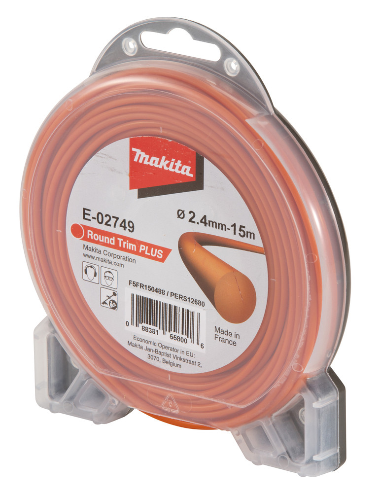 Fil nylon rond Plus, 2,4 mm x 15 m Makita