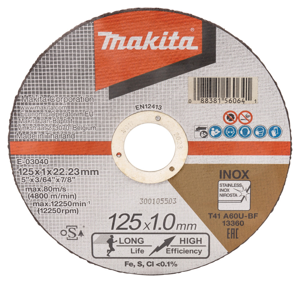 Disques à tronçonner métal et inox pour meuleuses Makita