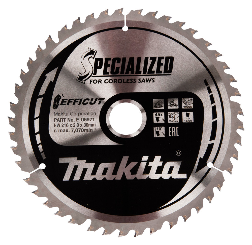 Lames carbures ''EFFICUT'' pour bois, pour scies radiales à batterie Makita