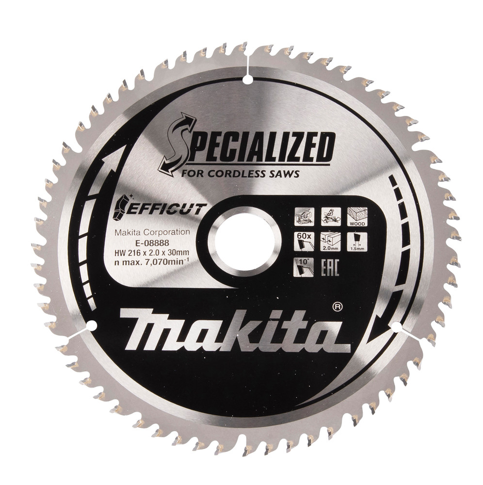 Lames carbures ''EFFICUT'' pour bois, pour scies radiales à batterie Makita