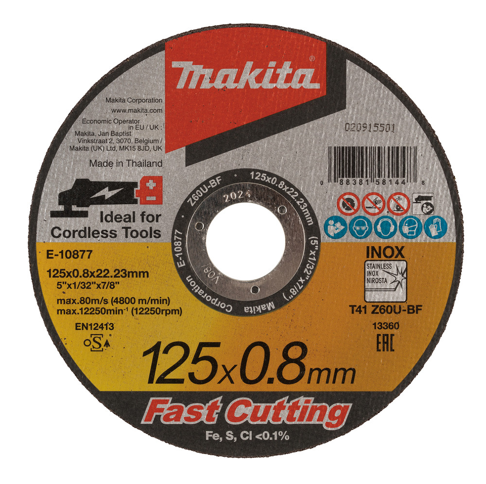 Disques à tronçonner métal et inox pour meuleuses à batterie Makita