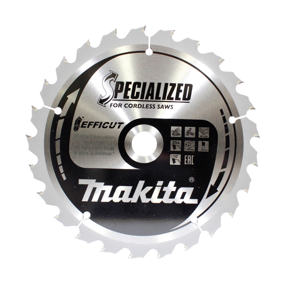 Lame de scie circulaire, T.C.T Efficut, 190 x 20 mm, 25 dents Makita