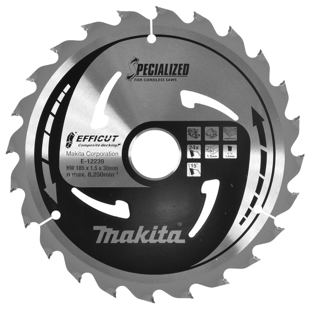 LAME CIRCULAIRE EFFICUT BOIS COMPOSITE 185x30MM 24D Makita