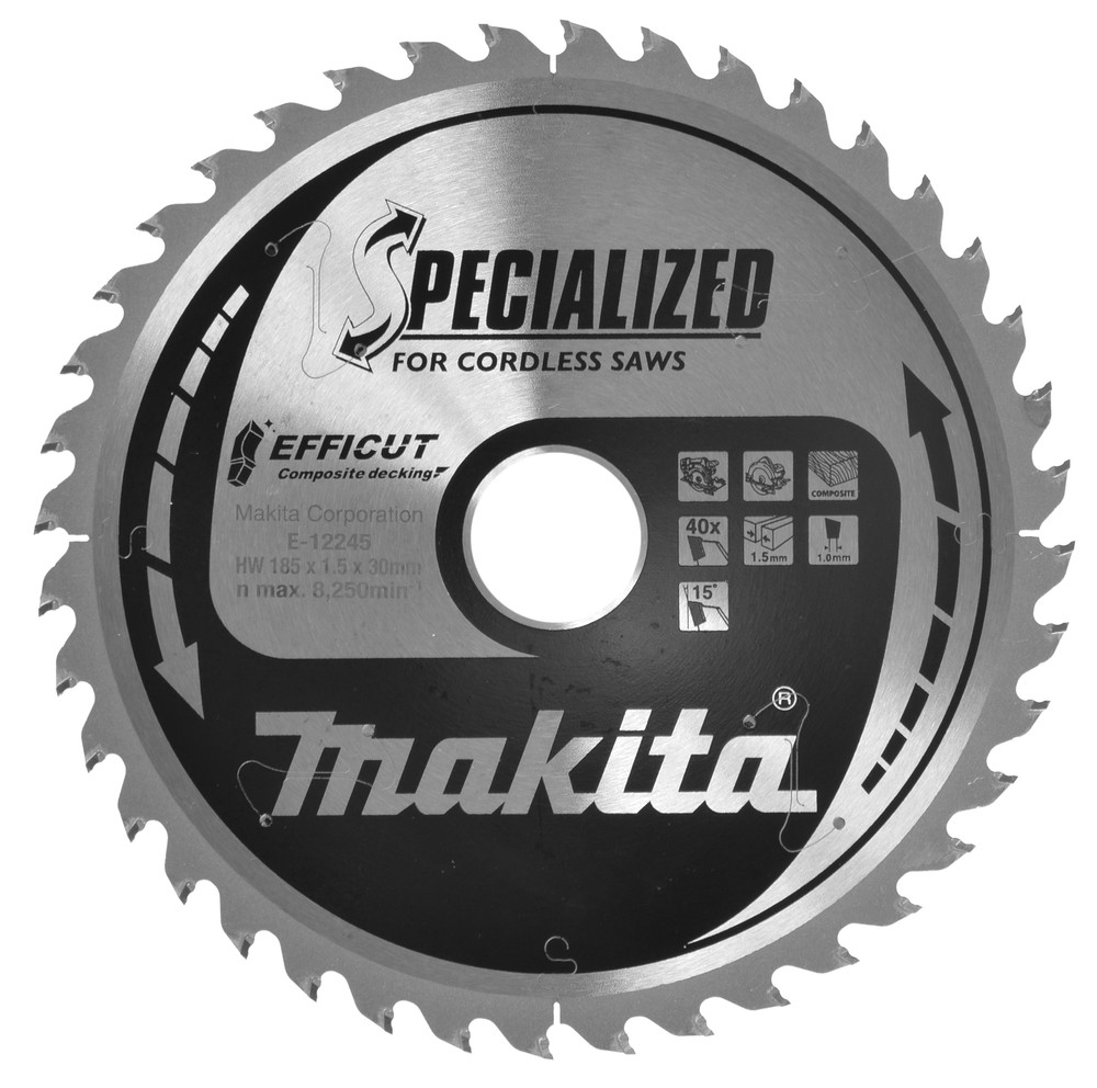 LAME CIRCULAIRE EFFICUT BOIS COMPOSITE 185x30MM 40D Makita