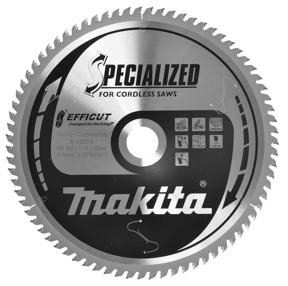 Blade de scie circulaire, Efficut T.c.T, 260 x 30 mm, 75 t Makita