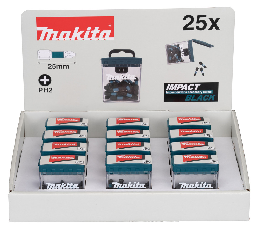 Master Carton 12 x Packs Embouts Impact Black PHILLIPS PH2 25 mm Makita