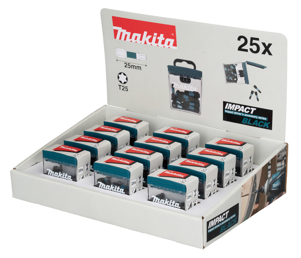 Master Carton 12 x Packs Embouts Impact Black TORX® T25 25 mm Makita
