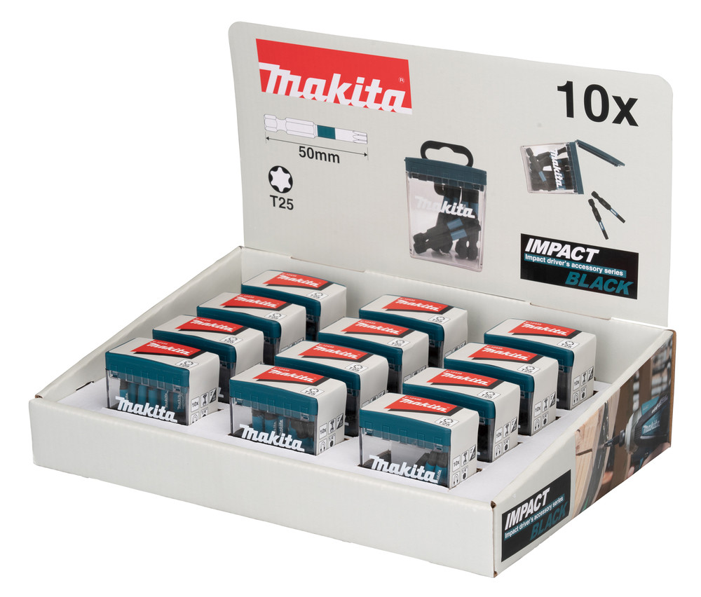 Master Carton 12 x Packs Embouts Impact Black TORX® T25 50 mm Makita