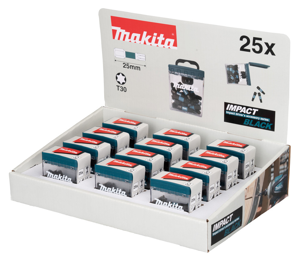 Master Carton 12 x Packs Embouts Impact Black TORX® T30 25 mm Makita