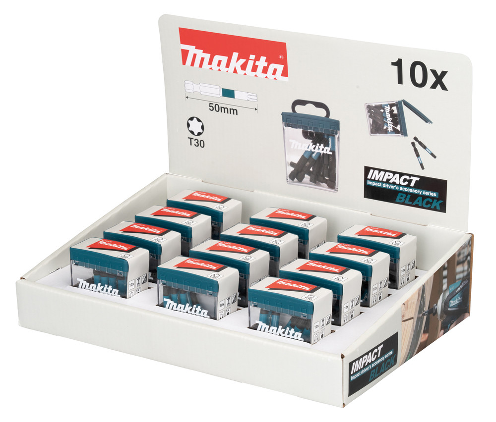 Master Carton de 12 x Packs Embouts Impact Black TORX® T30 50 mm Makita