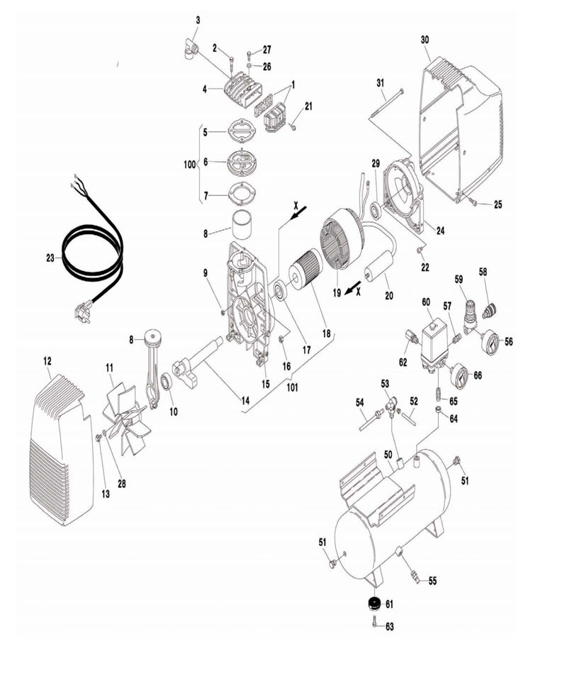 PIECES DETACHEES COMPRESSEUR HITACHI EC98