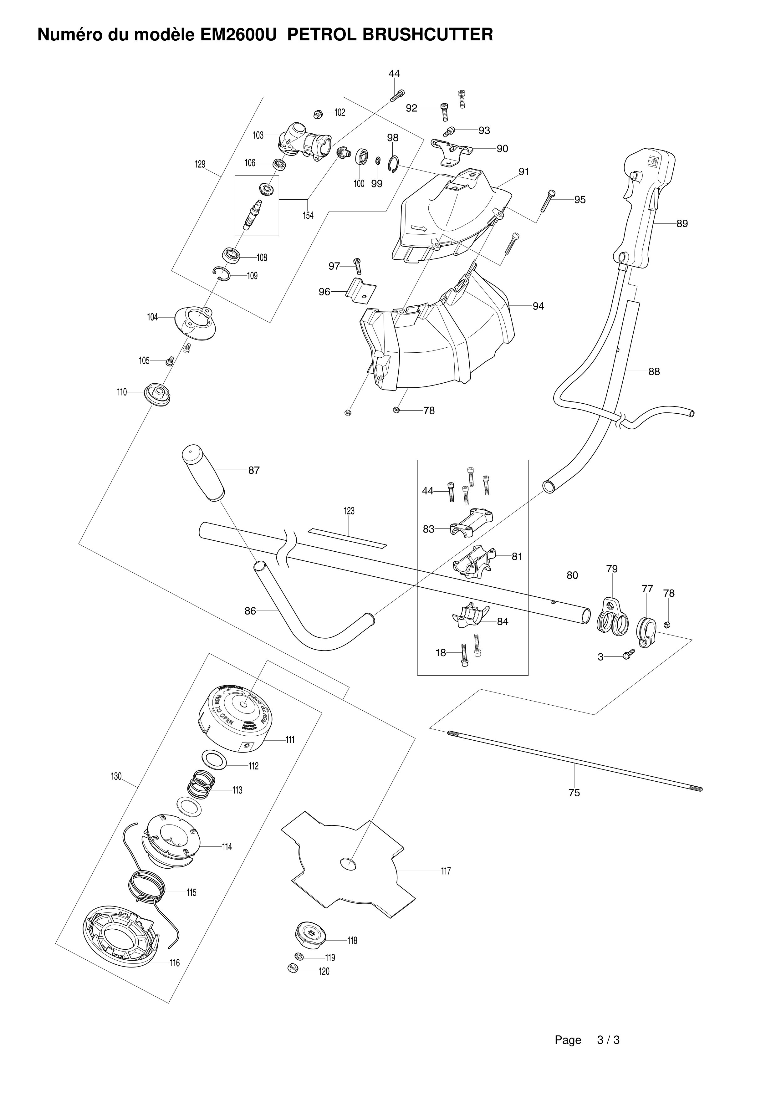 Vue éclatée Makita EM2600U#01