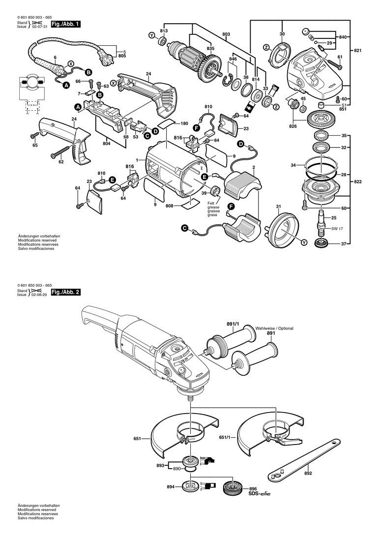 PIECES DETACHEES MEULEUSE BOSCH GWS 20-230 - Pièces détachées