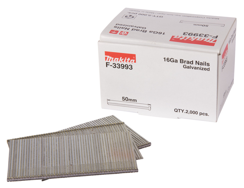 Clous brads T 16 Ga galvanisés, pour cloueurs (GF600, DBN600, SKN16, NT65A, IM65) Makita