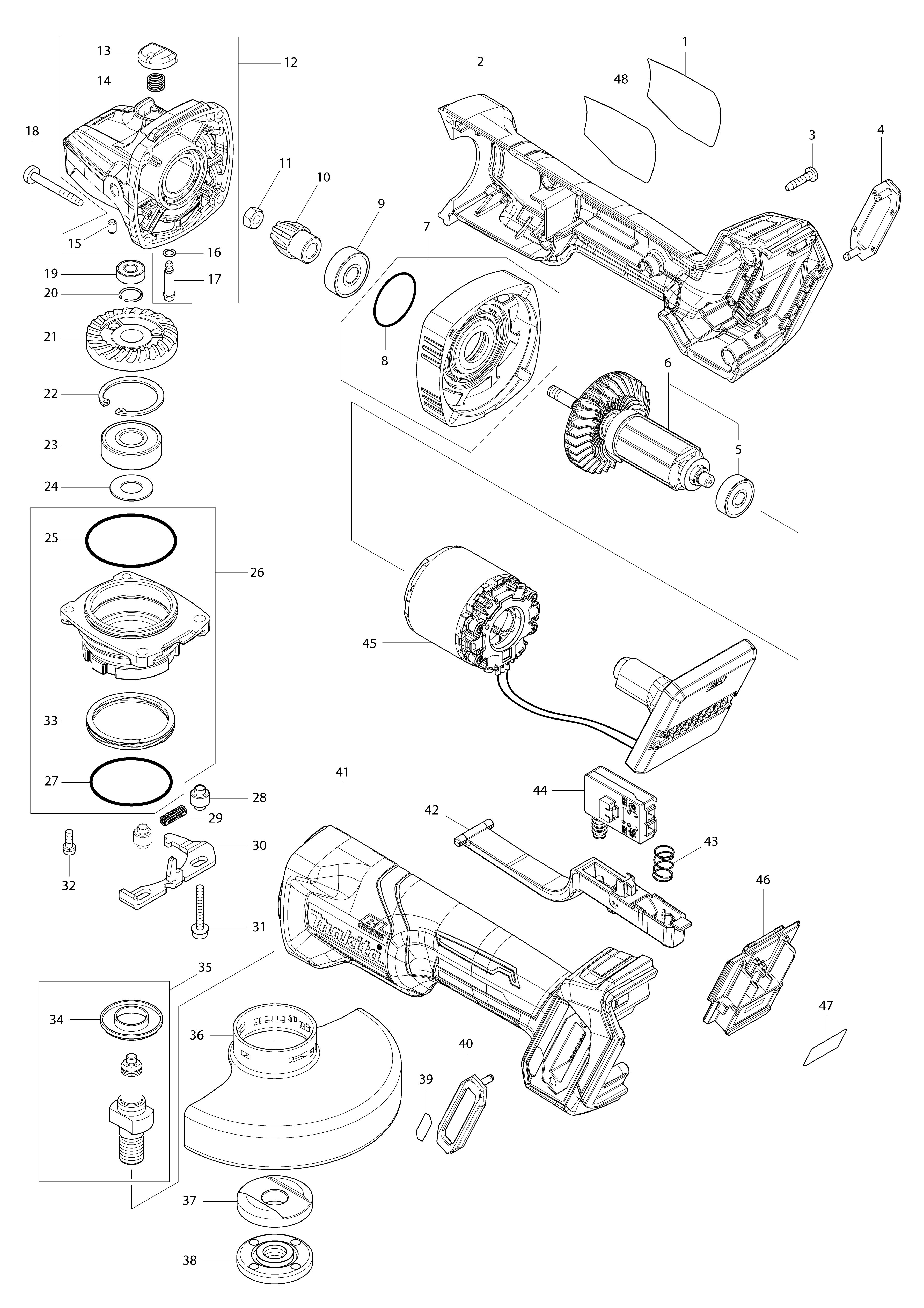 Vue éclatée Makita GA016G#01