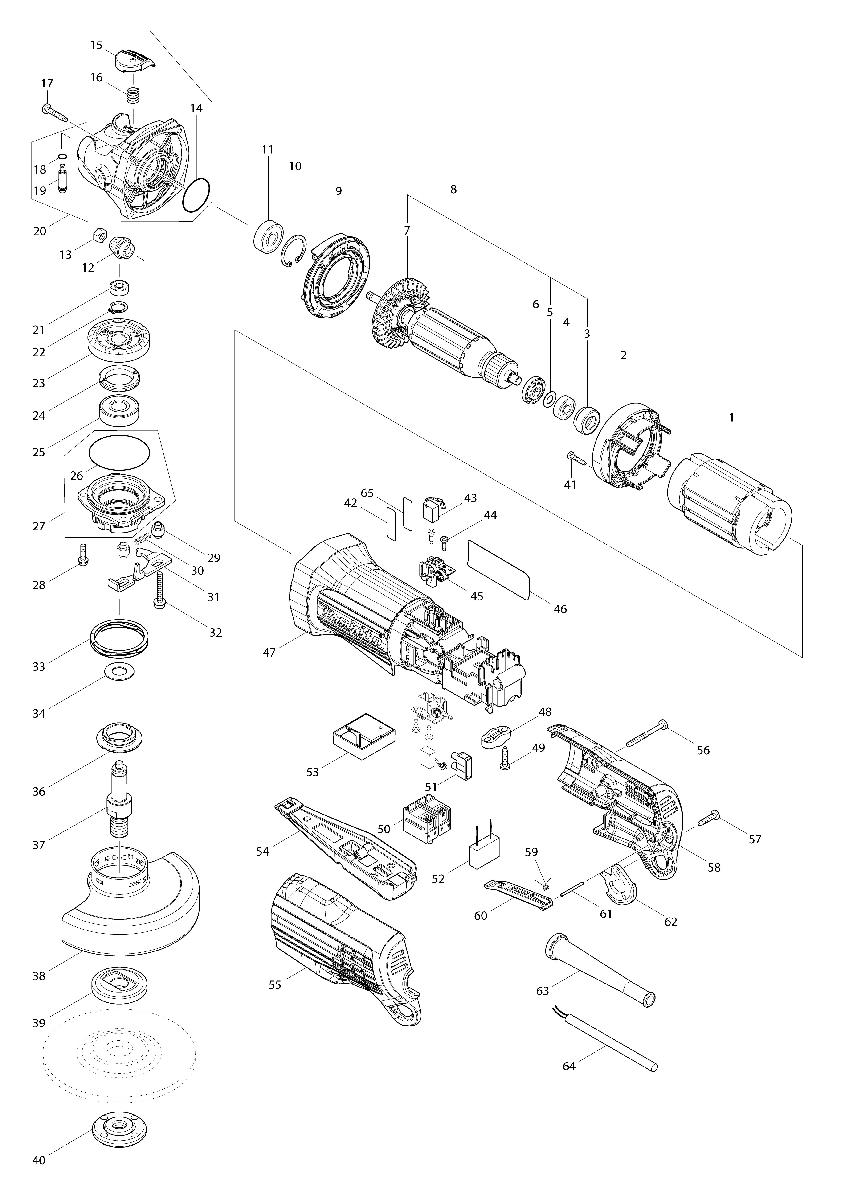 Vue éclatée Makita GA4550R#01