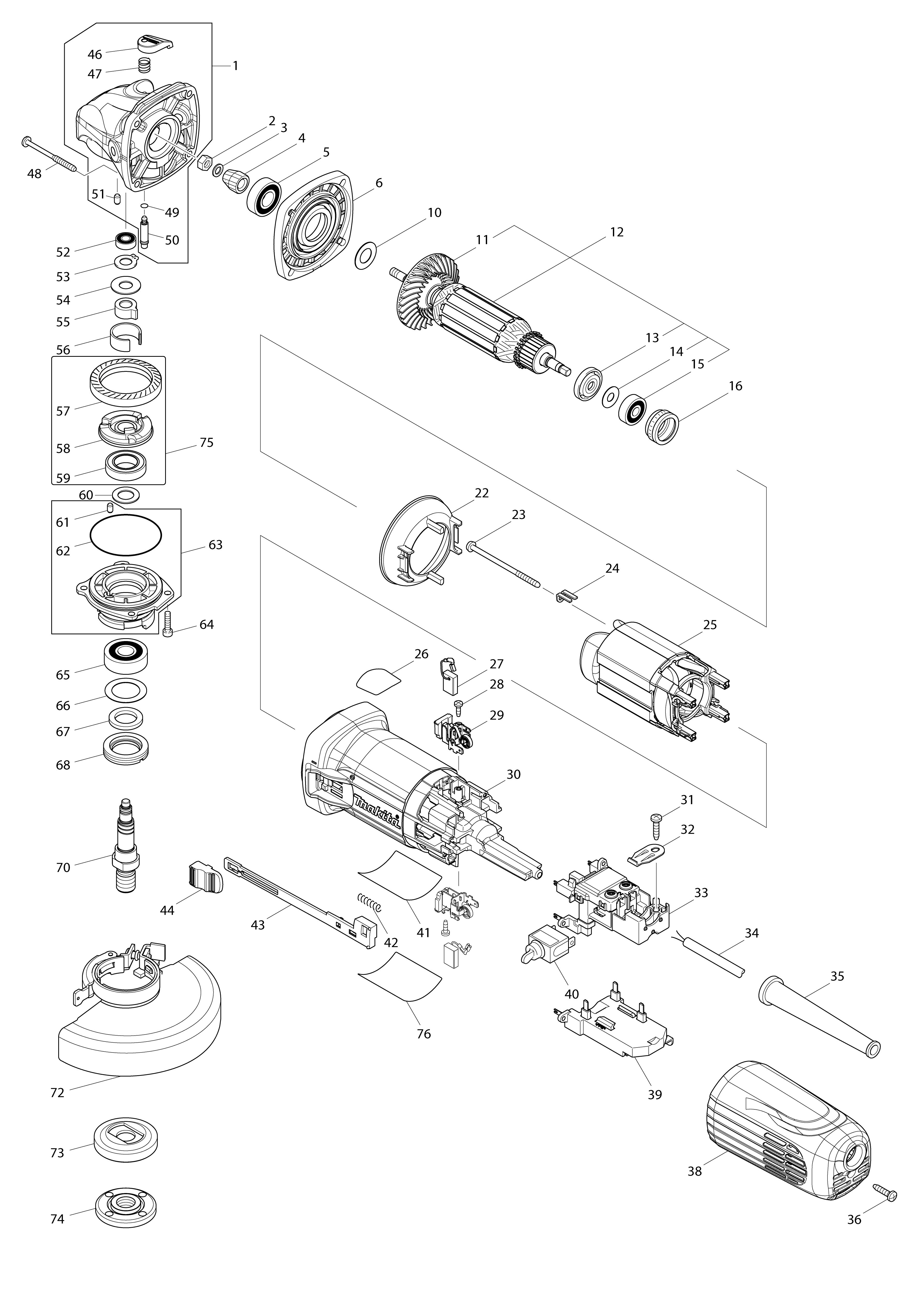 Vue éclatée Makita GA5040R#01