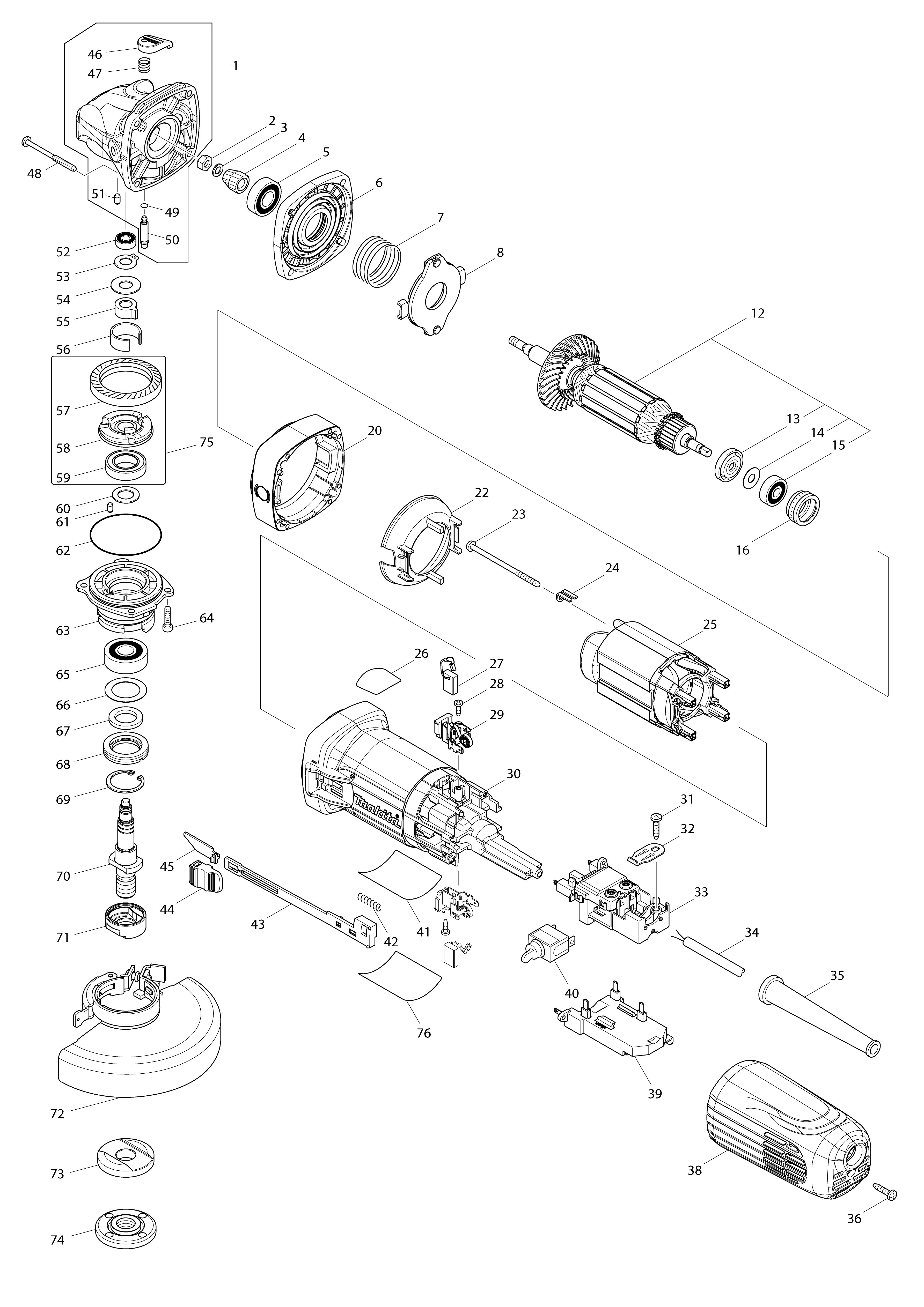 Vue éclatée Makita GA5041R#01