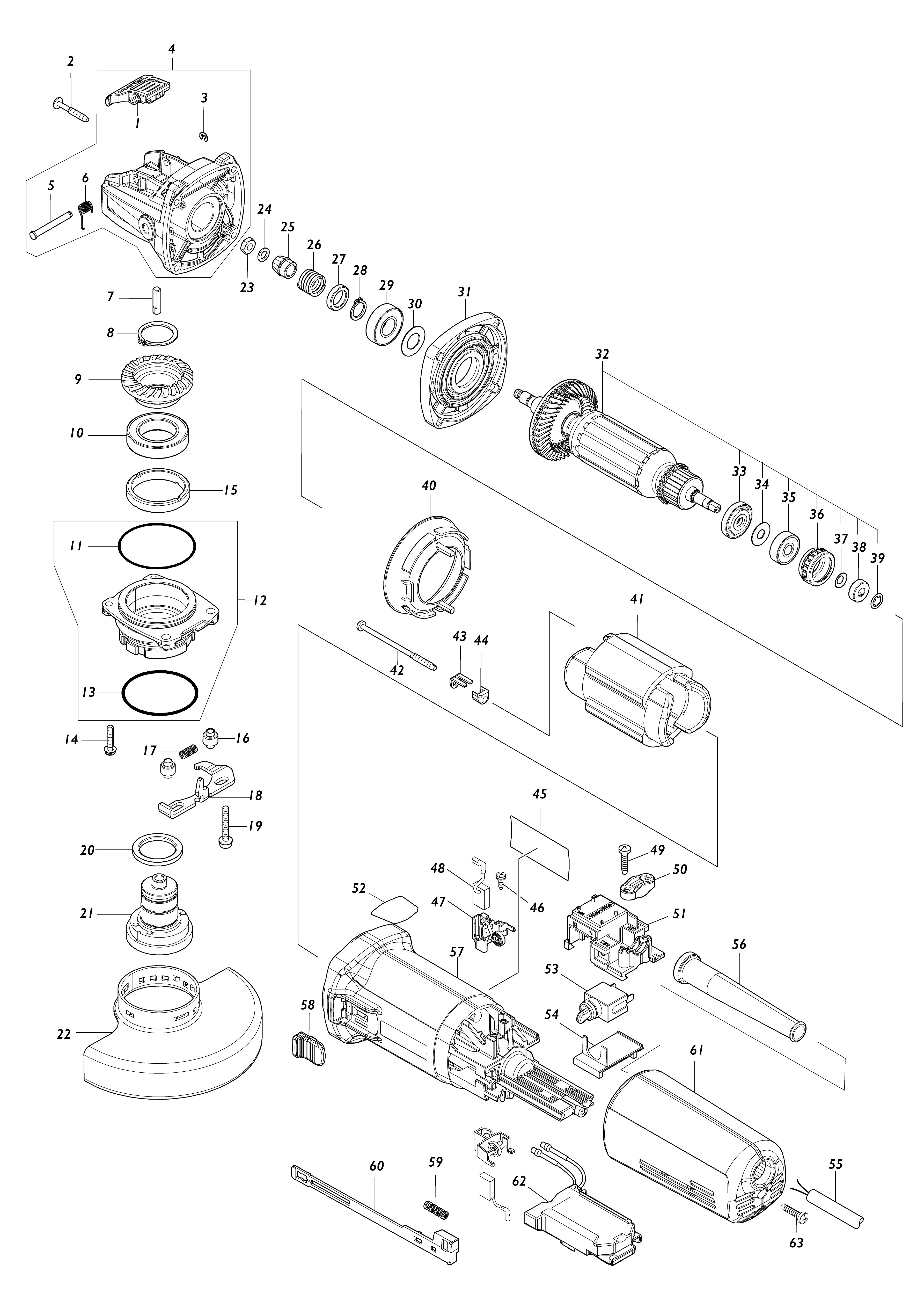 Vue éclatée Makita GA5080R#01