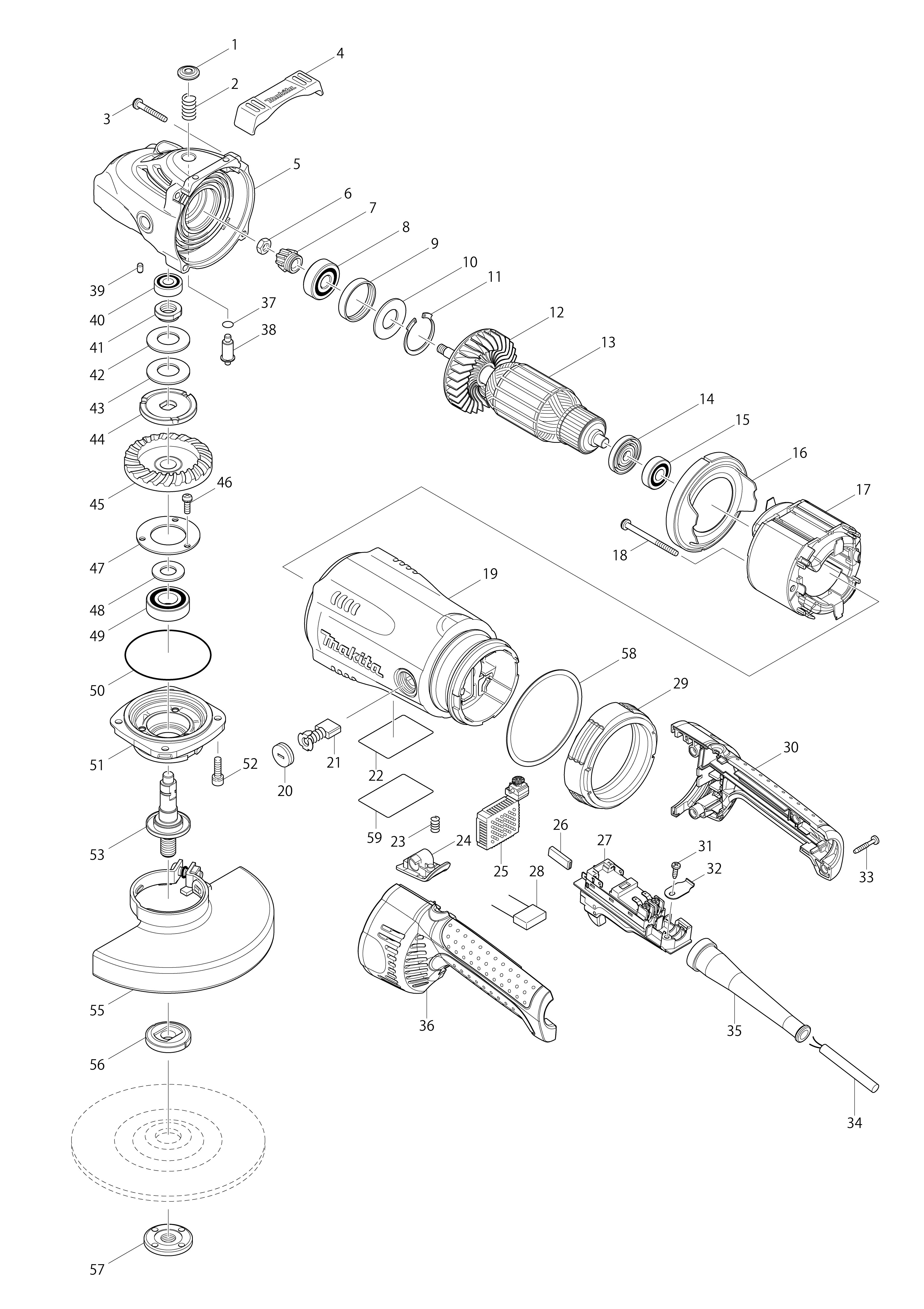 Vue éclatée Makita GA7030R#01