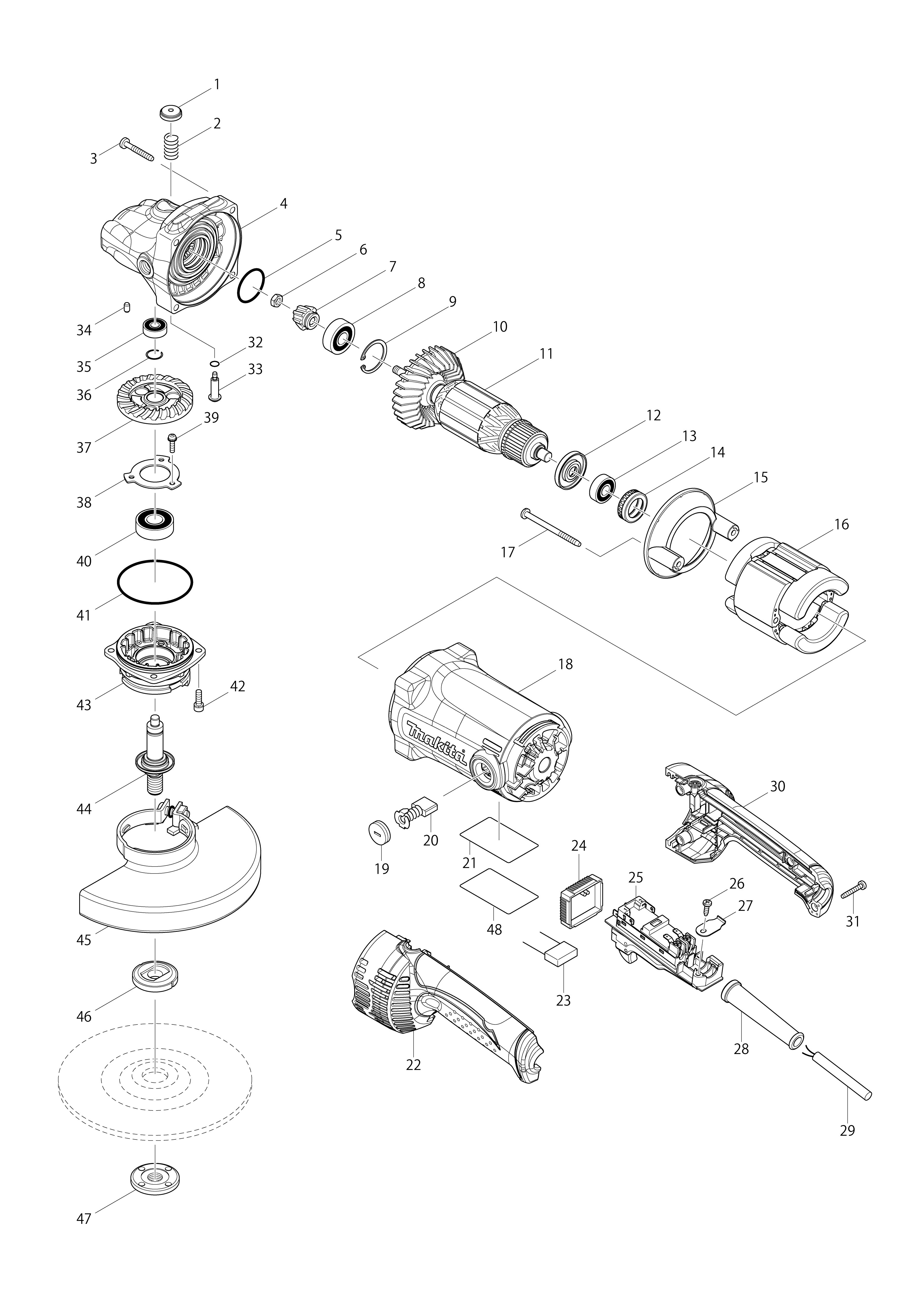 Vue éclatée Makita GA7050R#01