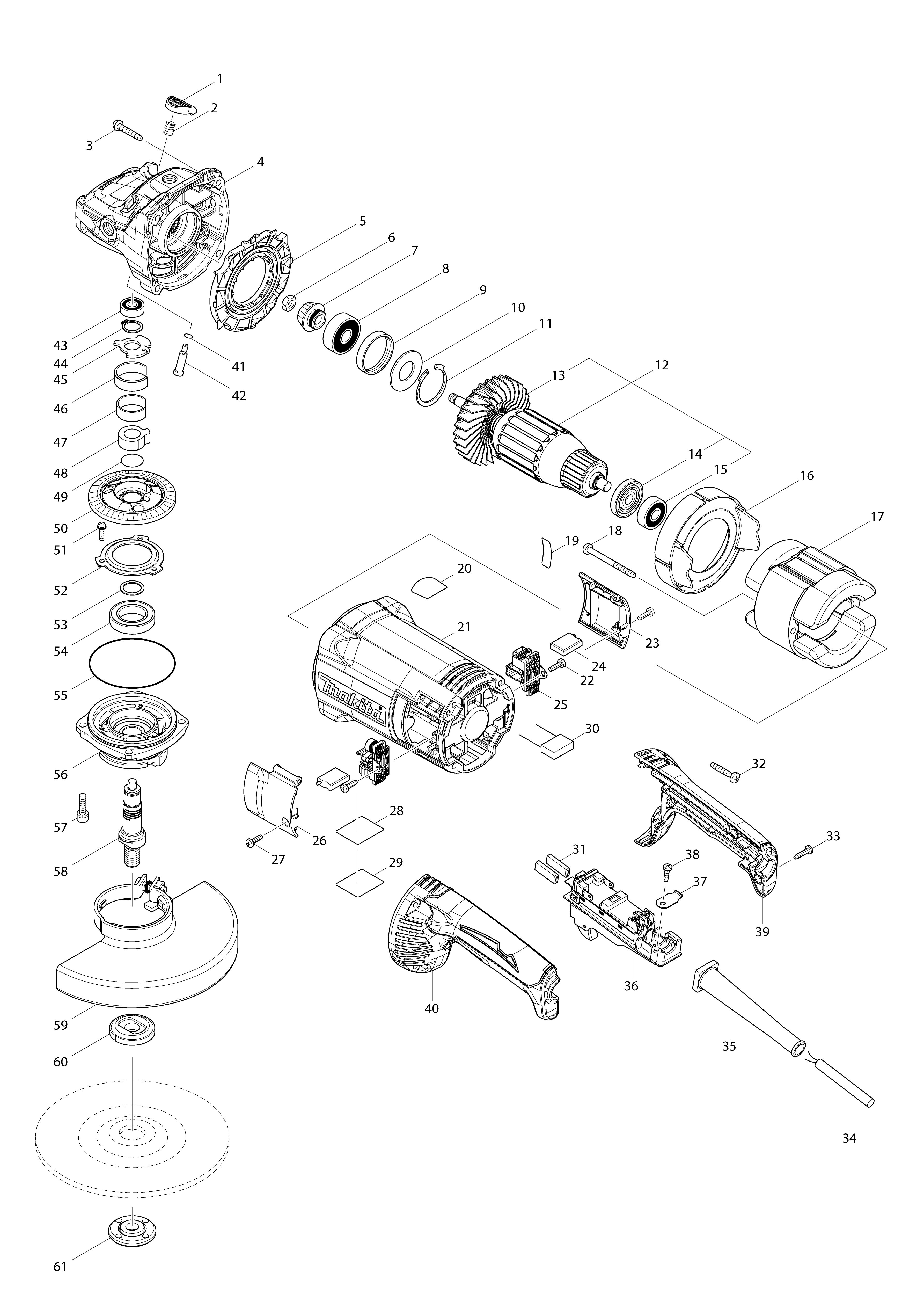 Vue éclatée Makita GA7061#01