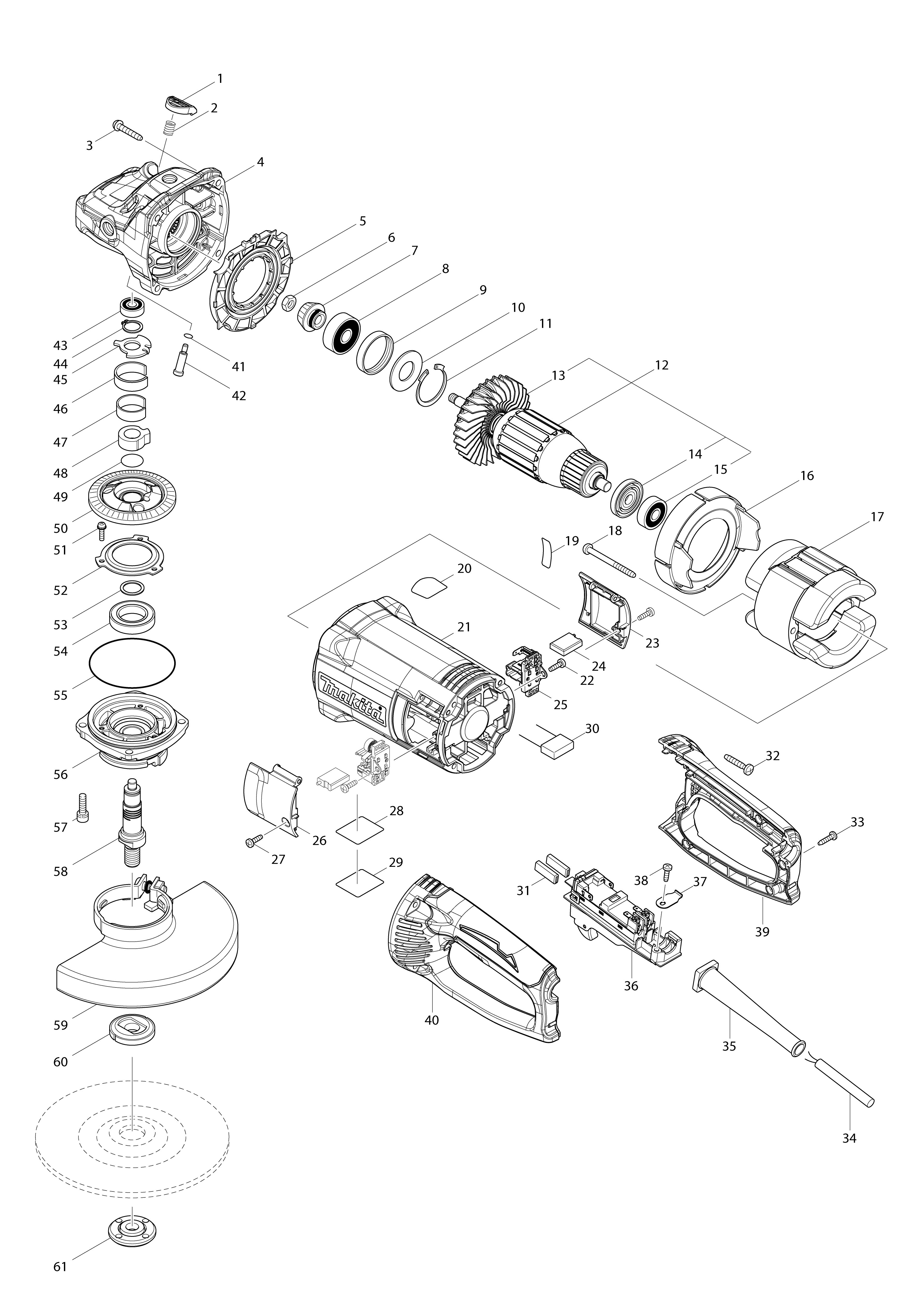 Vue éclatée Makita GA7063#01